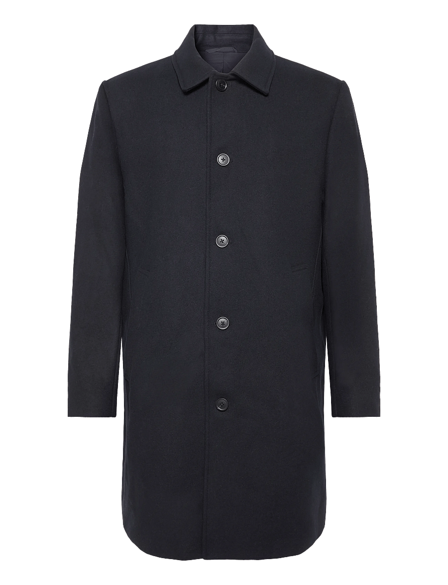 Mango - Wool coat with shirt-style collar - ullrockar - dark blue - 0