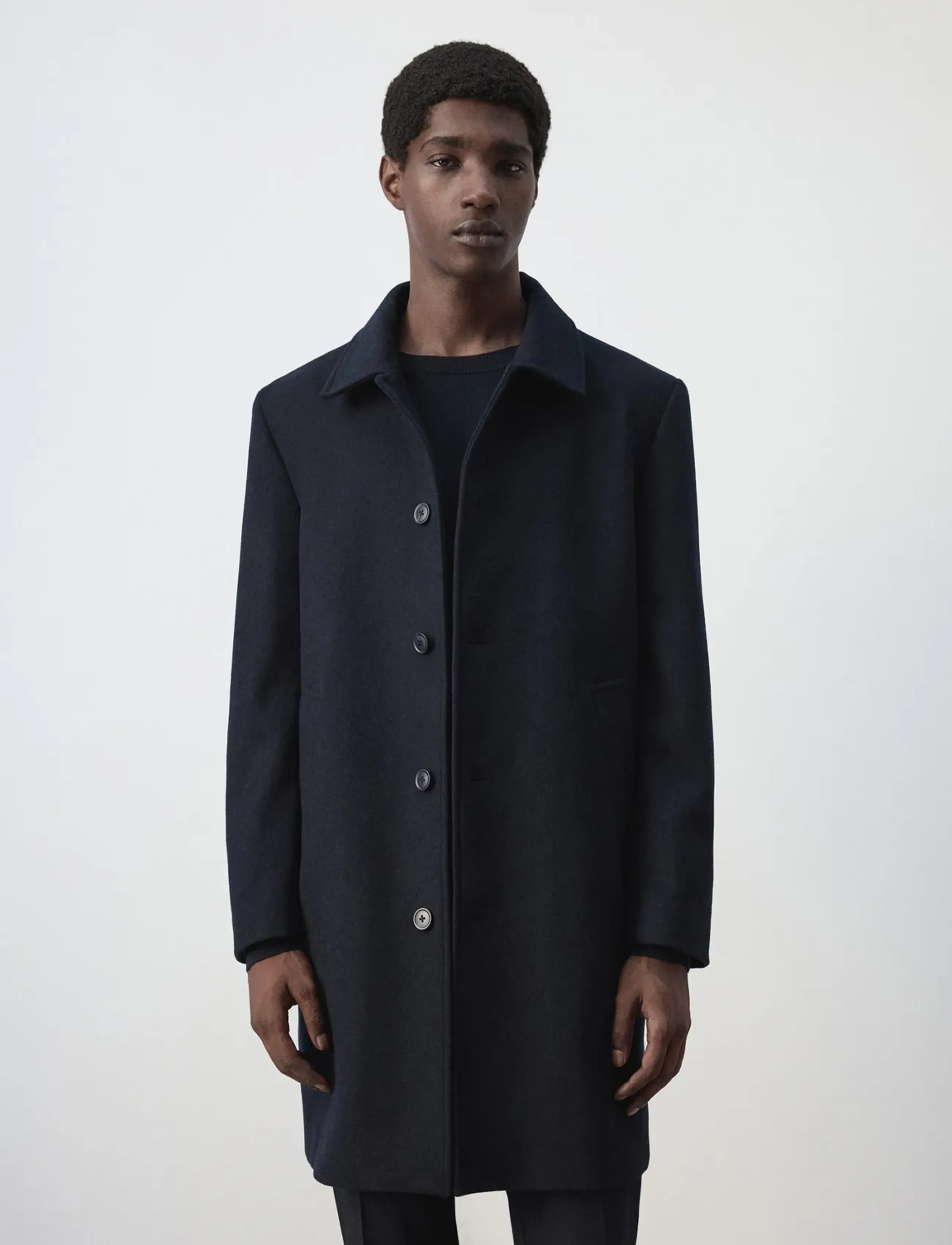 Mango Wool coat with shirt-style collar - Mango - DARK BLUE / navy