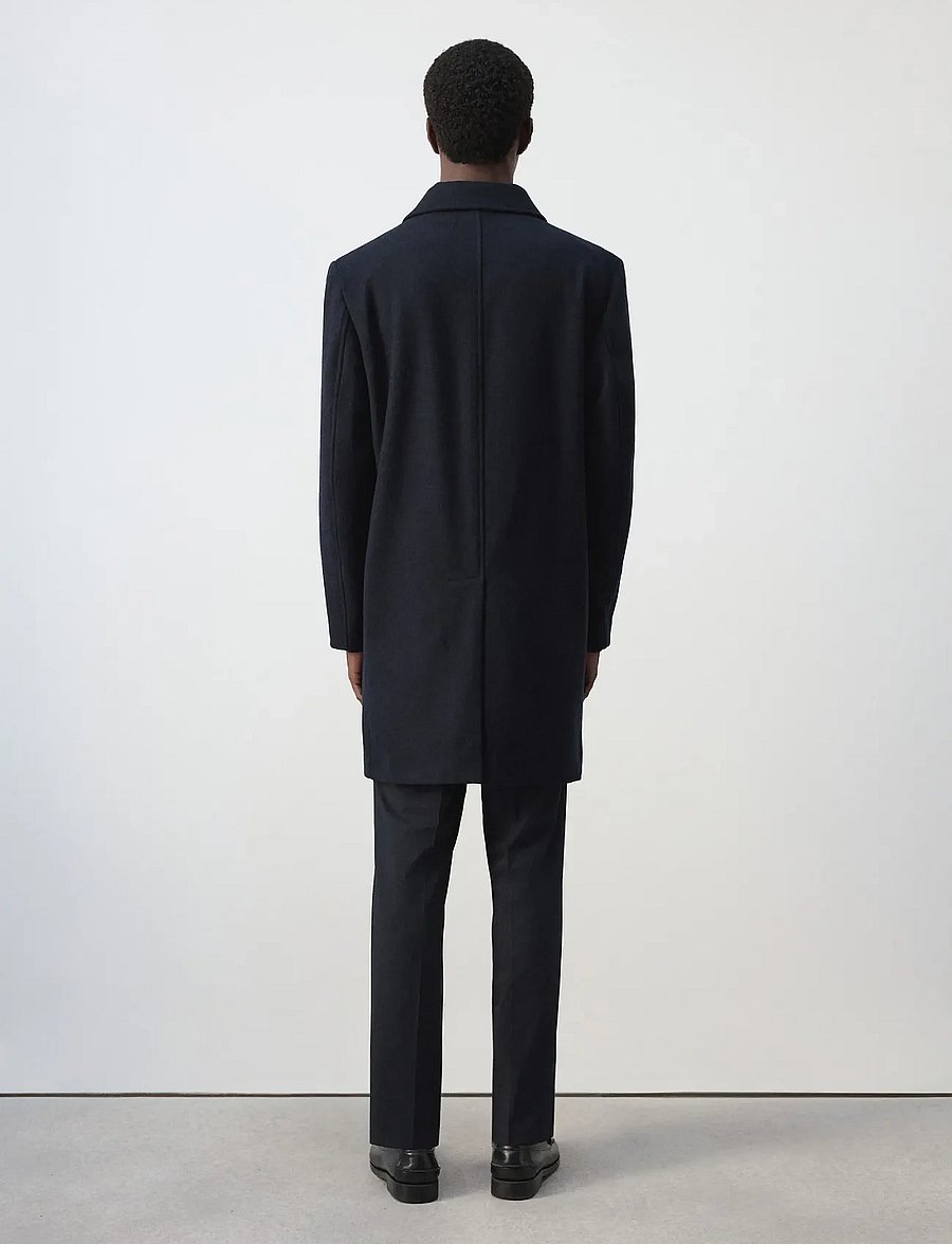 Mango - Wool coat with shirt-style collar - uldfrakker - dark blue - 3