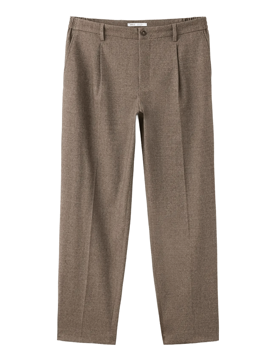 Mango - Relaxed-fit pleated trousers - casual byxor - light beige - 0