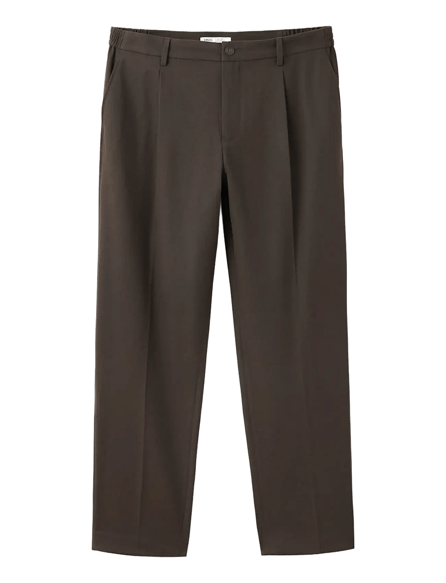 Mango - Relaxed-fit pleated trousers - casual byxor - medium brown - 0