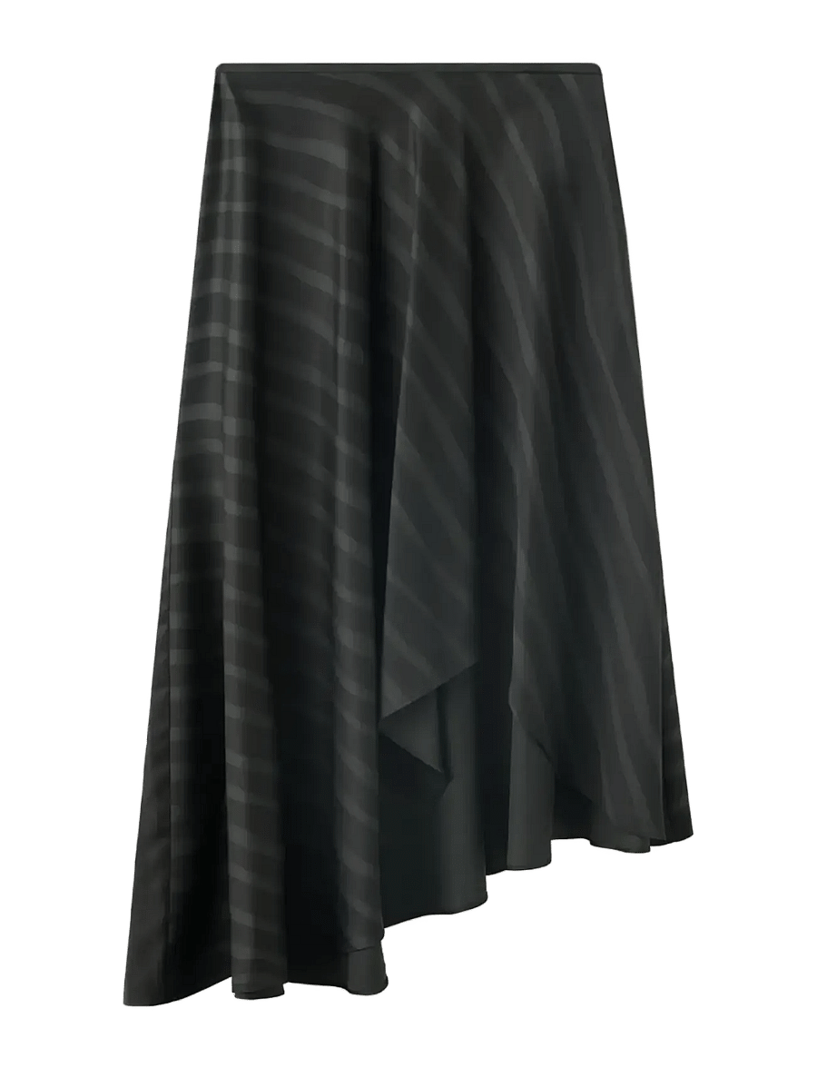 Mango - Asymmetric striped lyocell skirt - midi kjolar - grey - 0