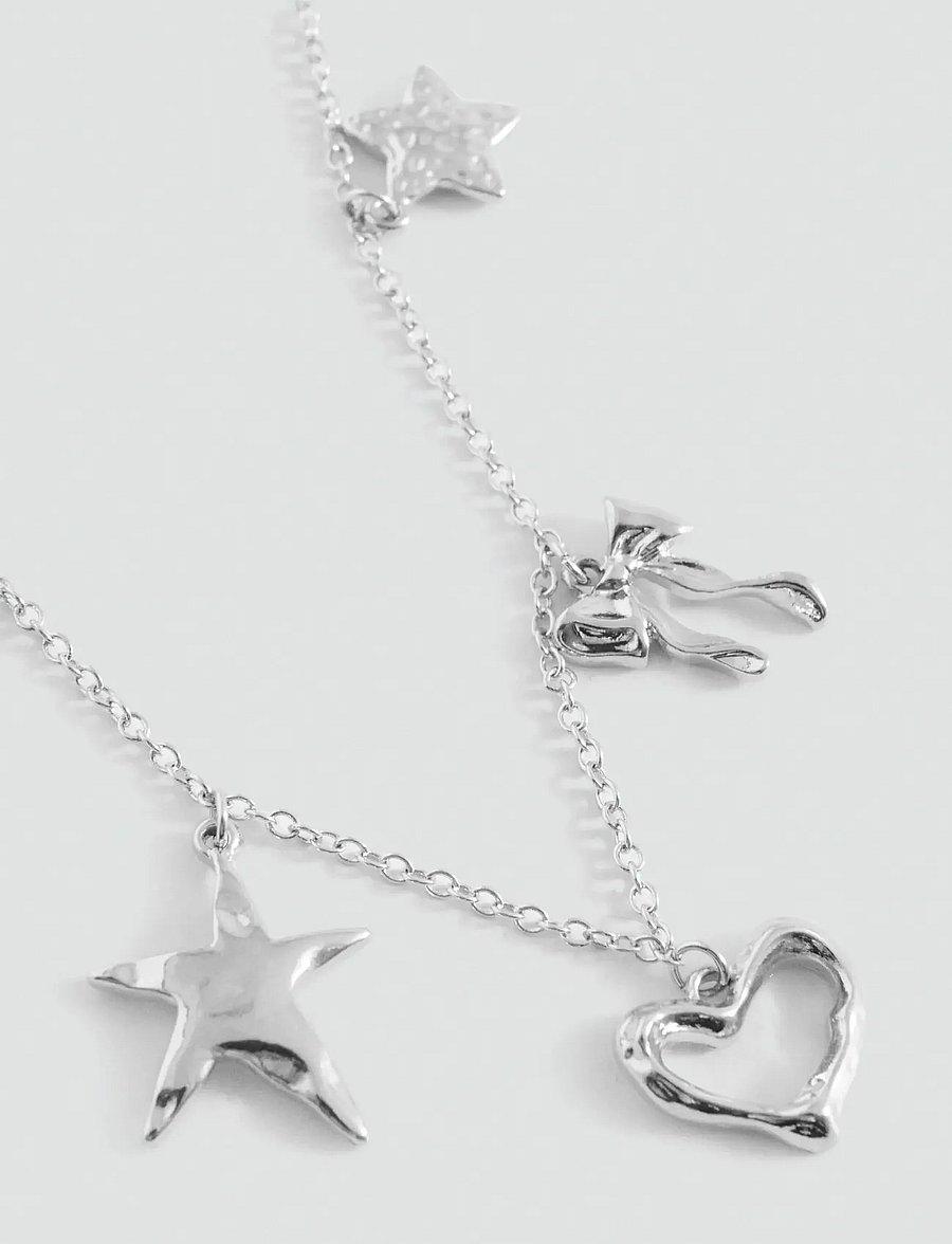 Mango - Beaded necklace - halsketten - silver - 1