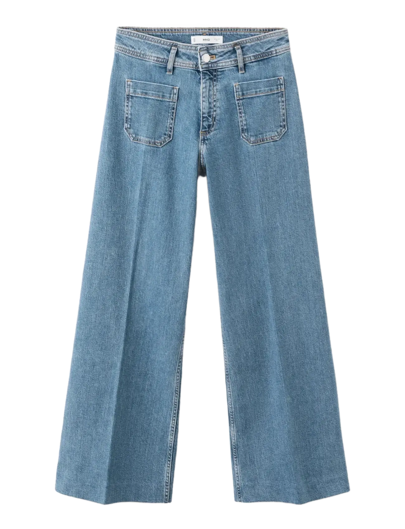 Mango High-Waisted Wideleg Jeans, 40, Blue, Jeans > Vidde, Dame