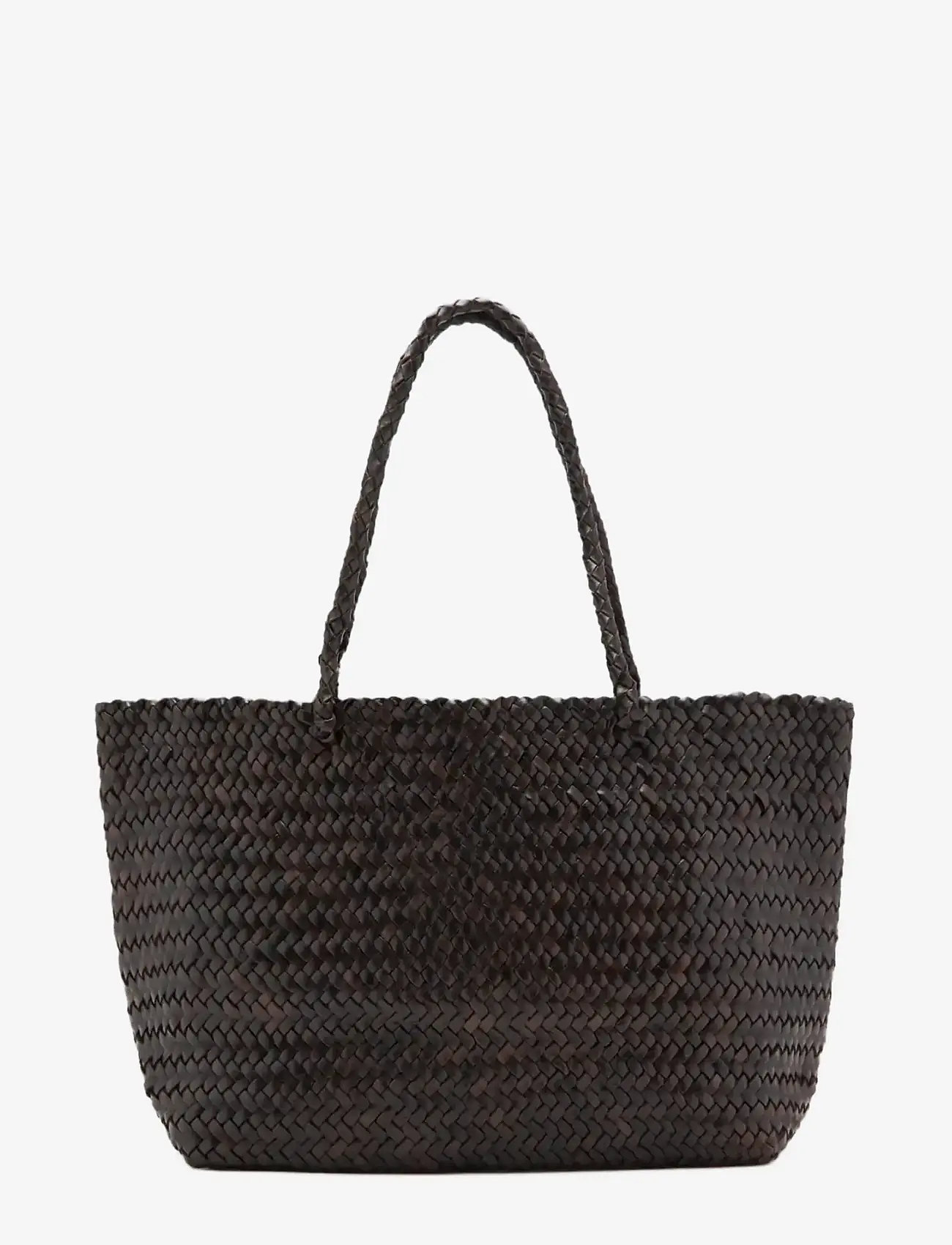 Mango - Braided leather shopper bag - shoppere - dark brown - 0