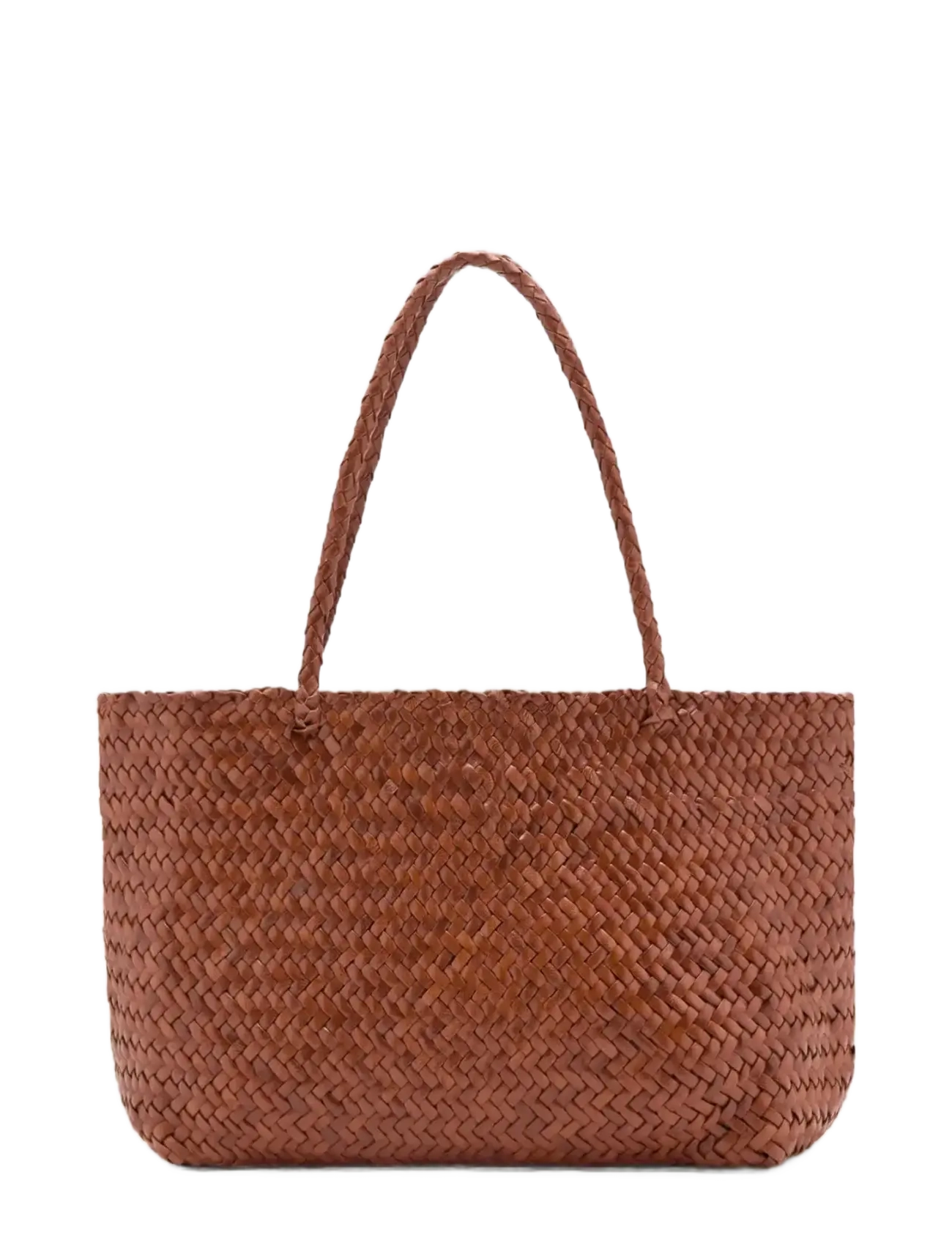 Mango Braided Leather Shopper Bag, Kvinder, Flettet Shopper Taske, Brun, Str: ONE SIZE