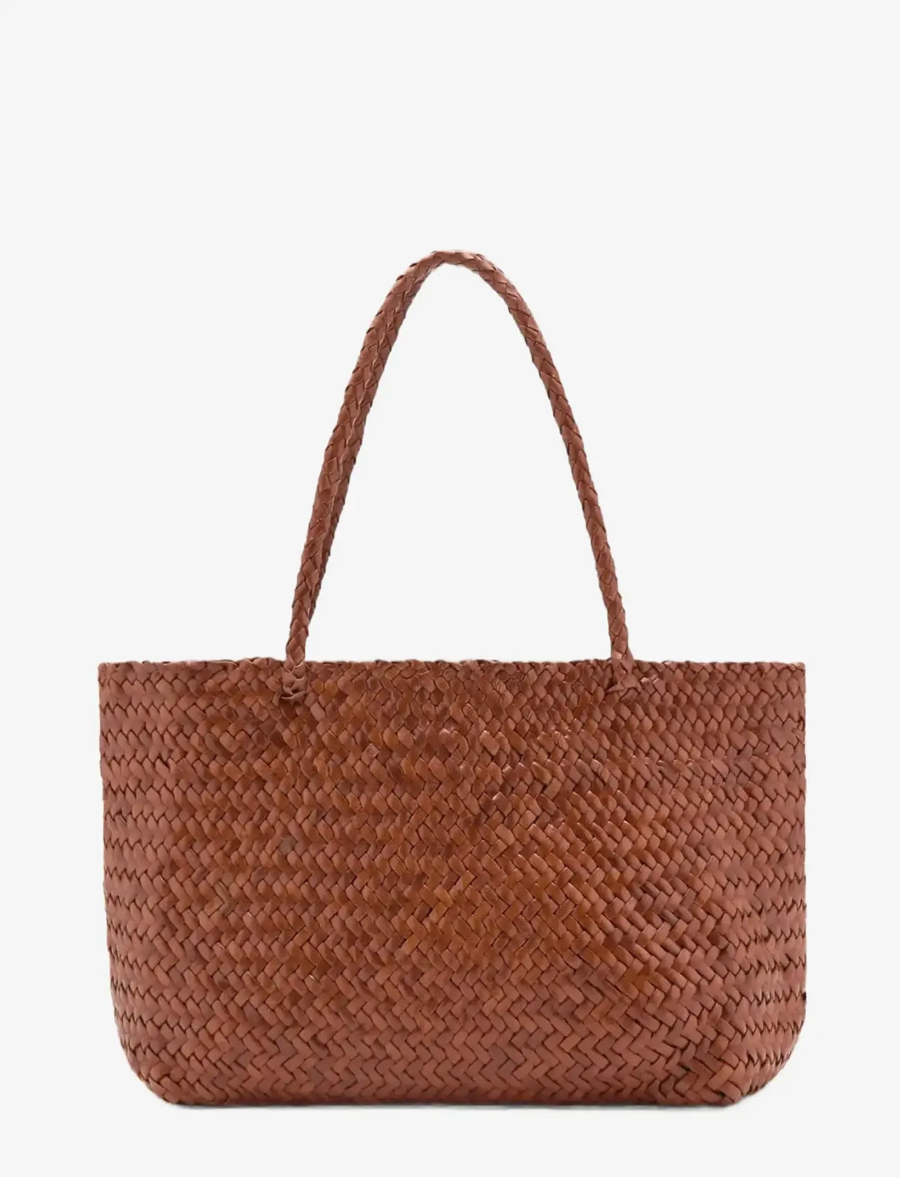 Mango - Braided leather shopper bag - shoppere - medium brown - 0
