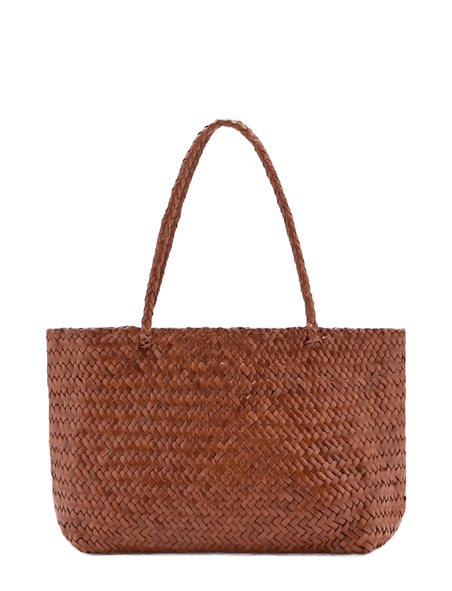 Mango - Braided leather shopper bag - shoppere - medium brown - 0