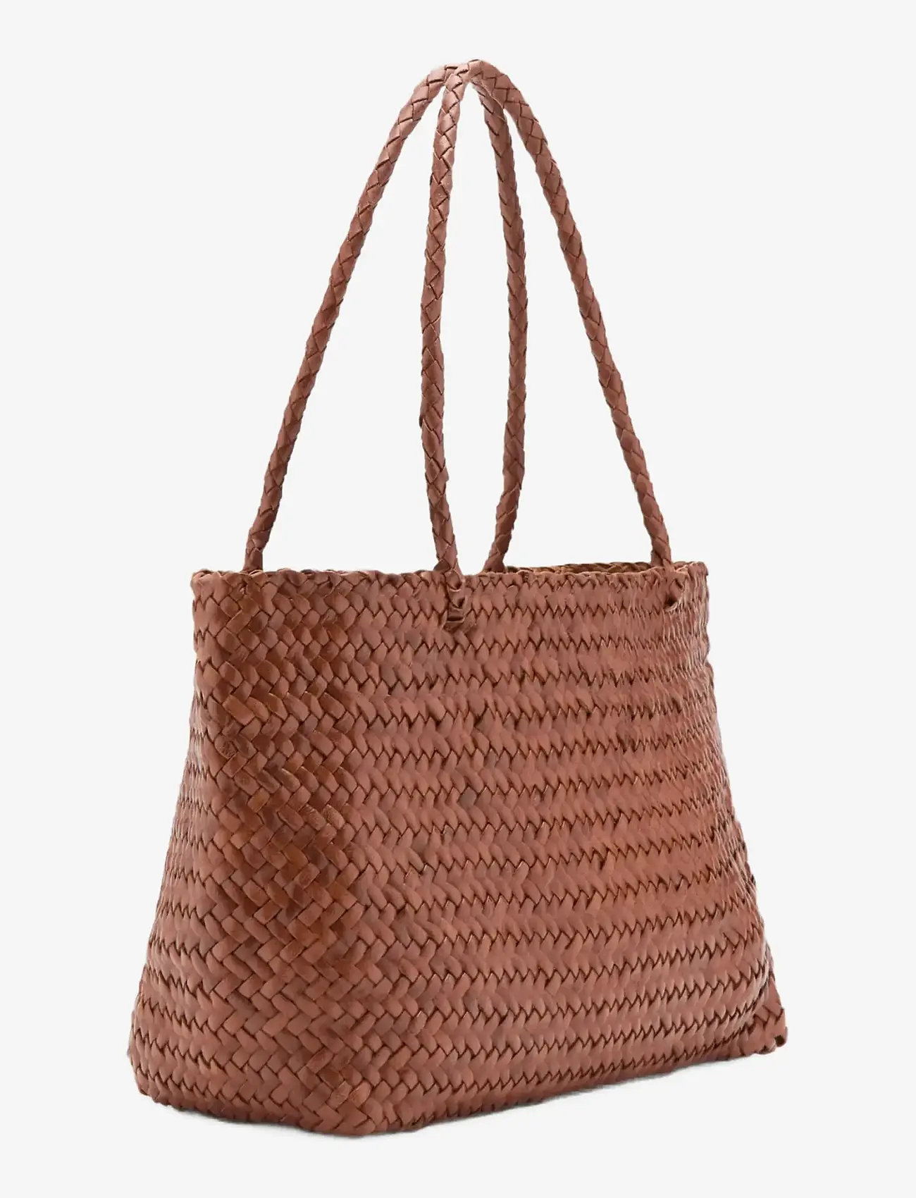 Mango - Braided leather shopper bag - shoppere - medium brown - 1