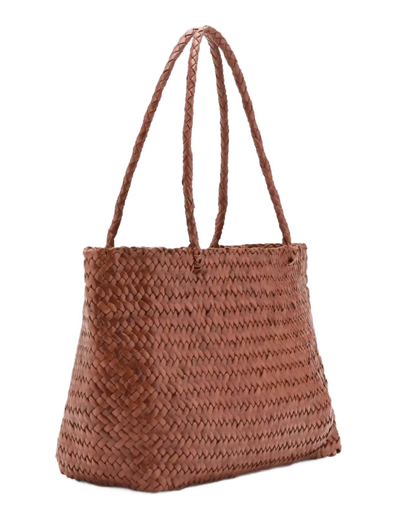 Mango - Braided leather shopper bag - shoppere - medium brown - 1