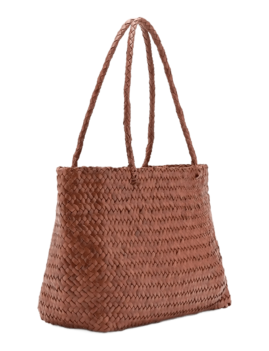 Mango - Braided leather shopper bag - shoppere - medium brown - 1