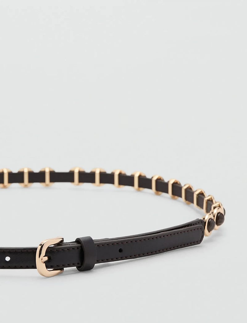 Mango - Appliqué skinny belt - vardagsskärp - dark brown - 1