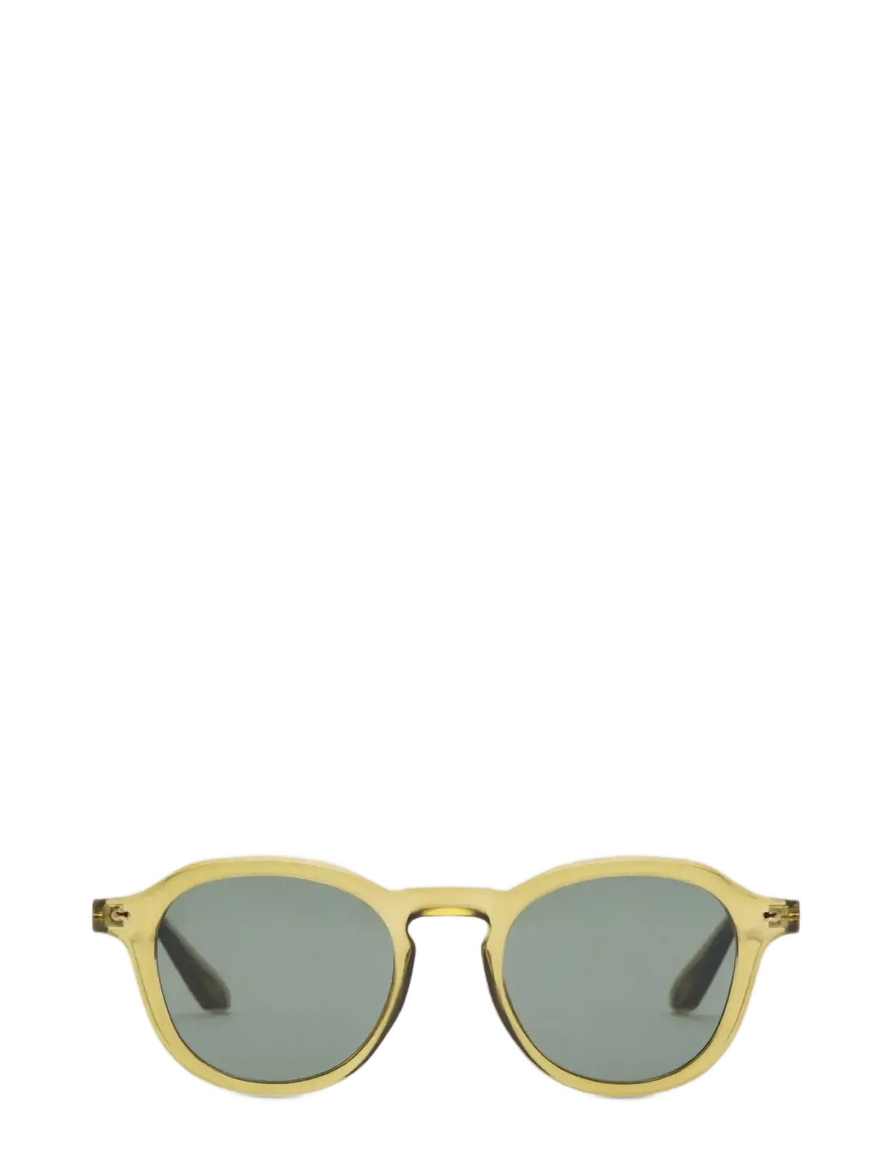 Mango Semi-Transparent Frame Sunglasses, Mænd, Runde Solbriller, Kakigrøn, Str: ONE SIZE