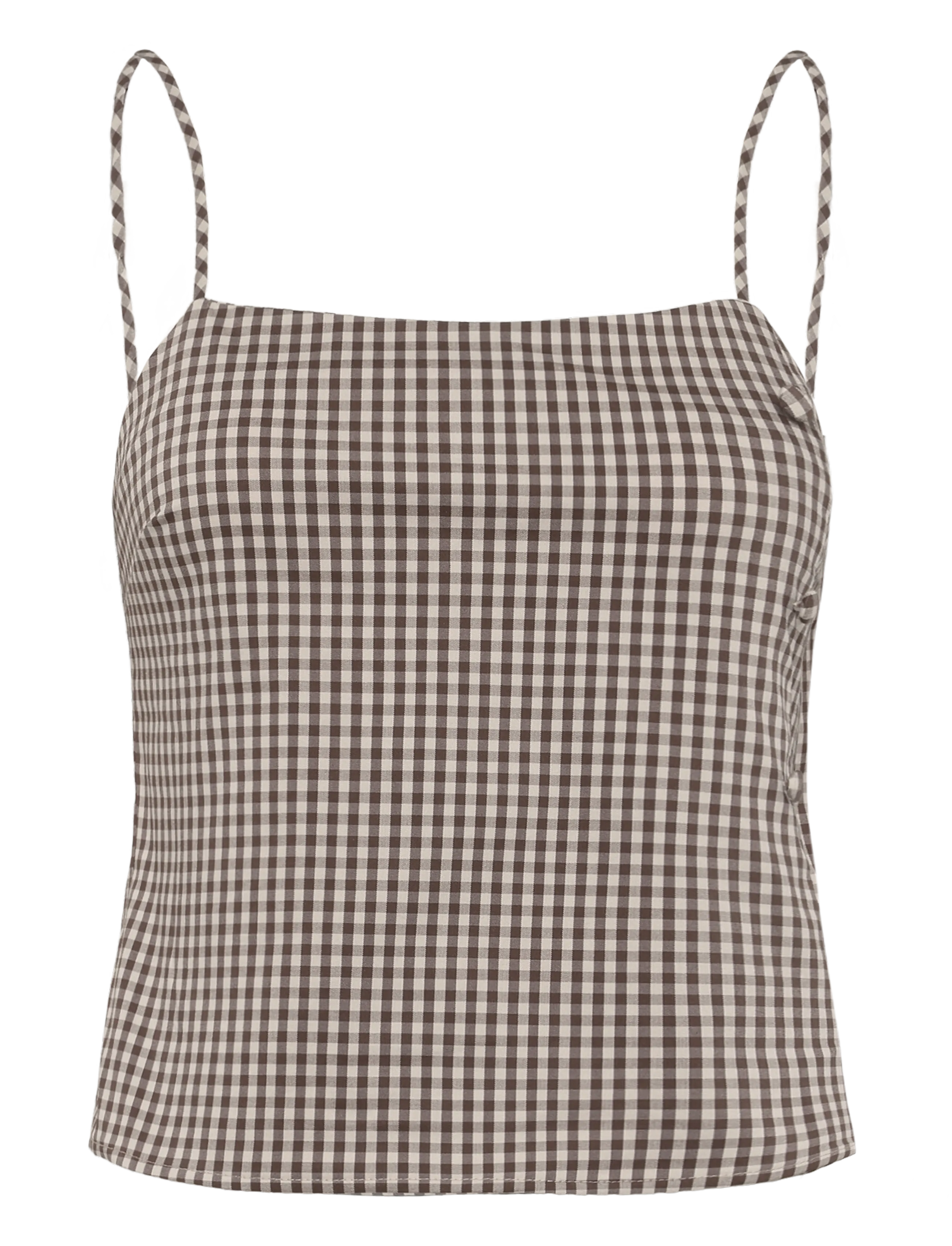 Mango Gingham check button top - Crop tops - BROWN / brown