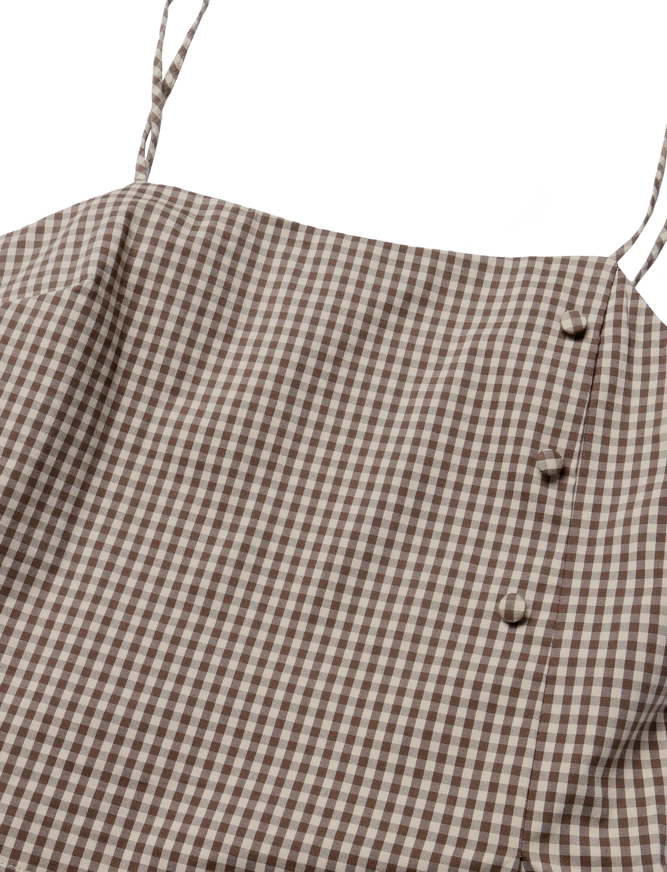 Mango - Gingham check button top - crop tops - brown - 4