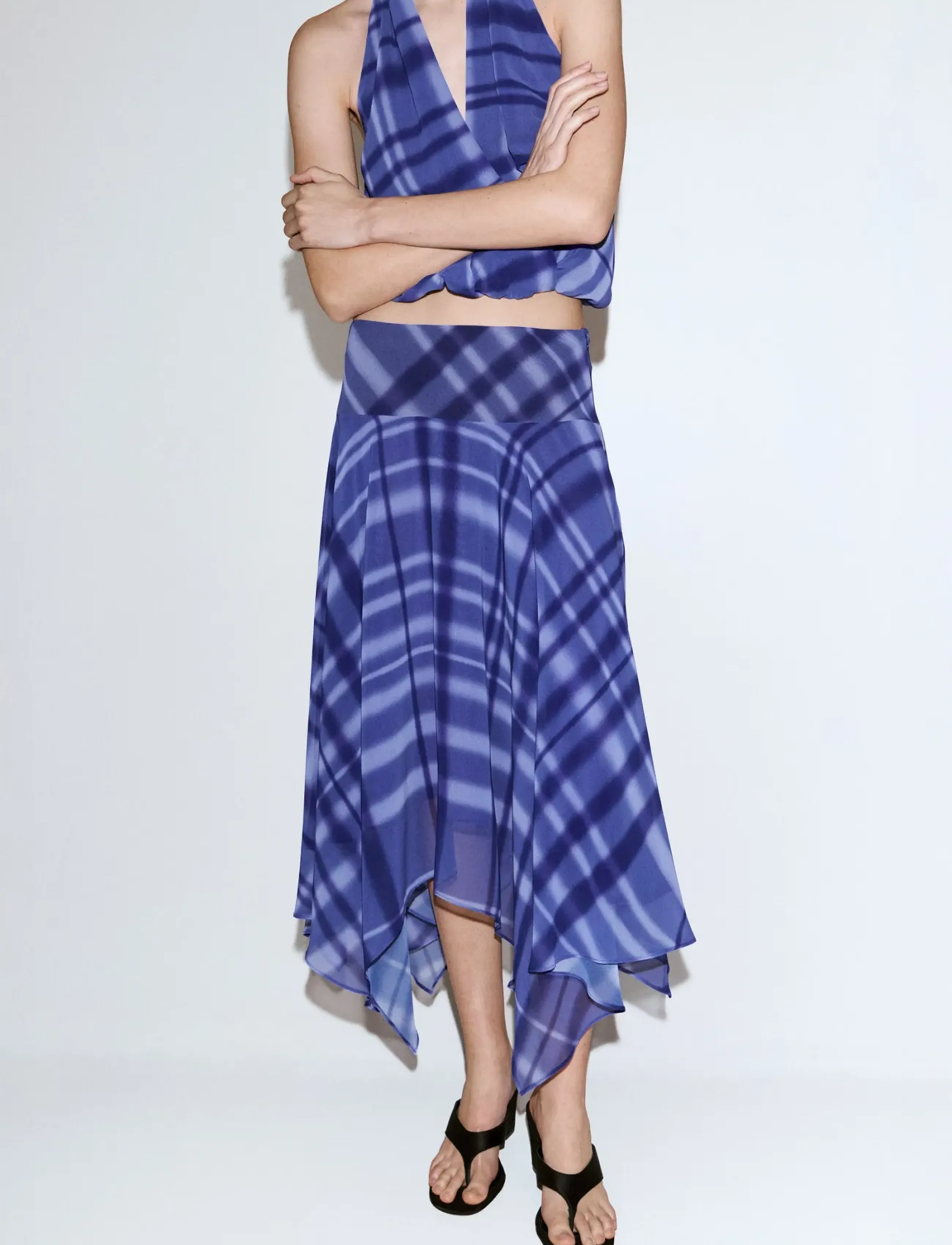 Mango Long Flared Skirt, 42, Blue, Nederdele > Knælange Og Midi Nederdele, Dame