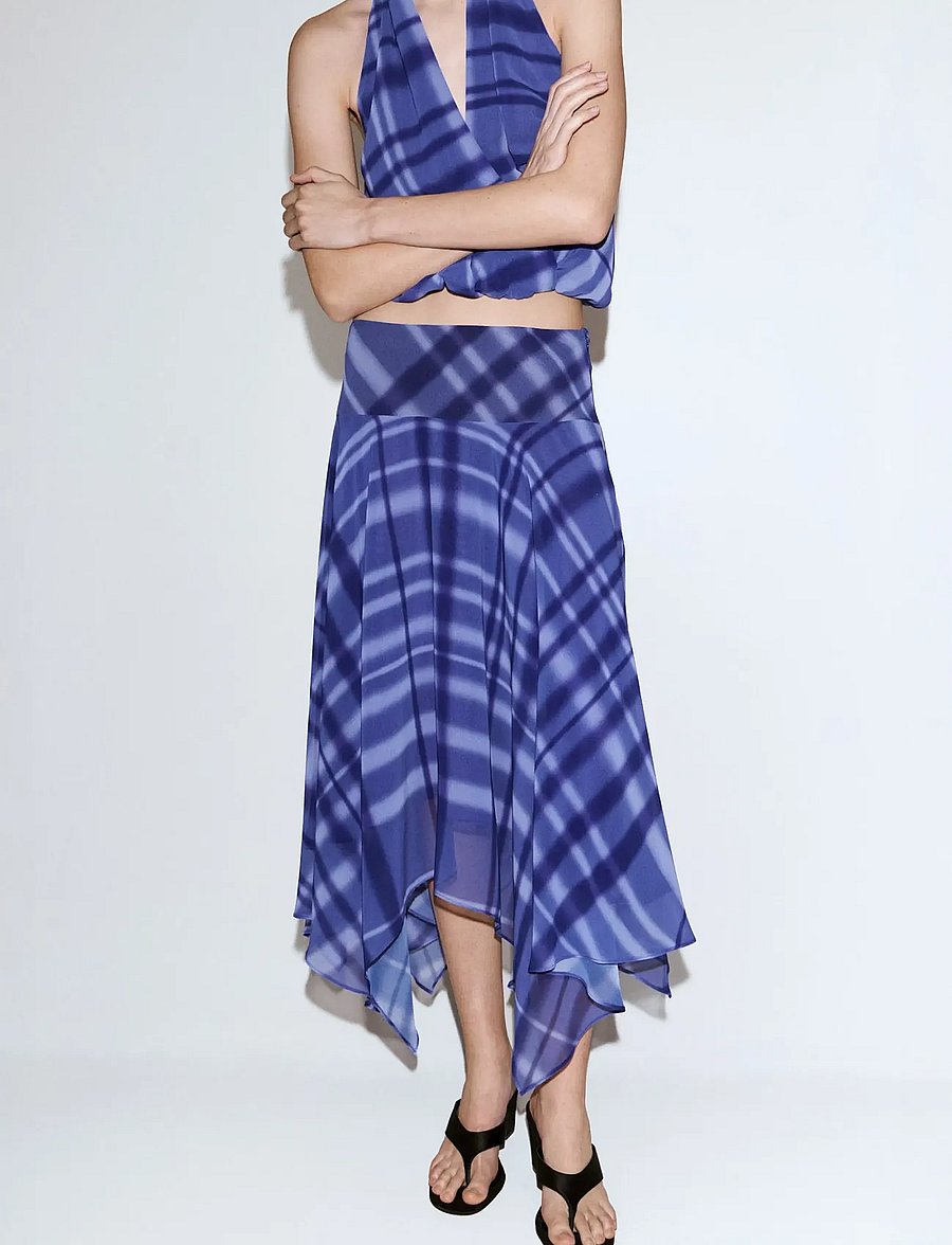 Mango - Long flared skirt - midi nederdele - medium blue - 0