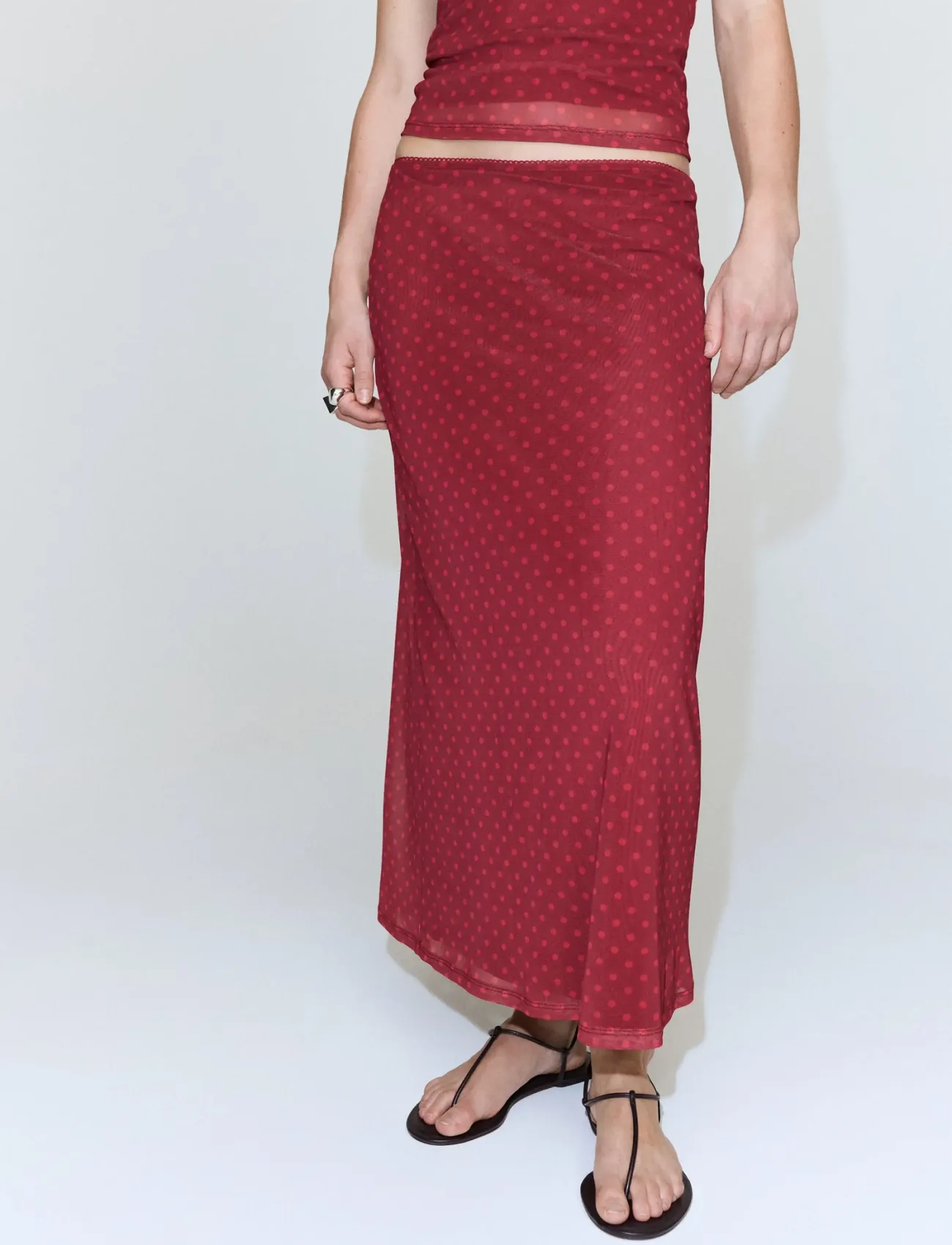 Mango Polka Dot Tulle Skirt, S, Röcke, Rot - Maxi Frauen