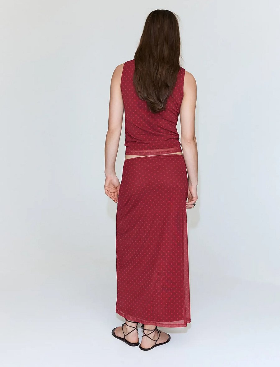Mango - Polka dot tulle skirt - maxi röcke - red - 2