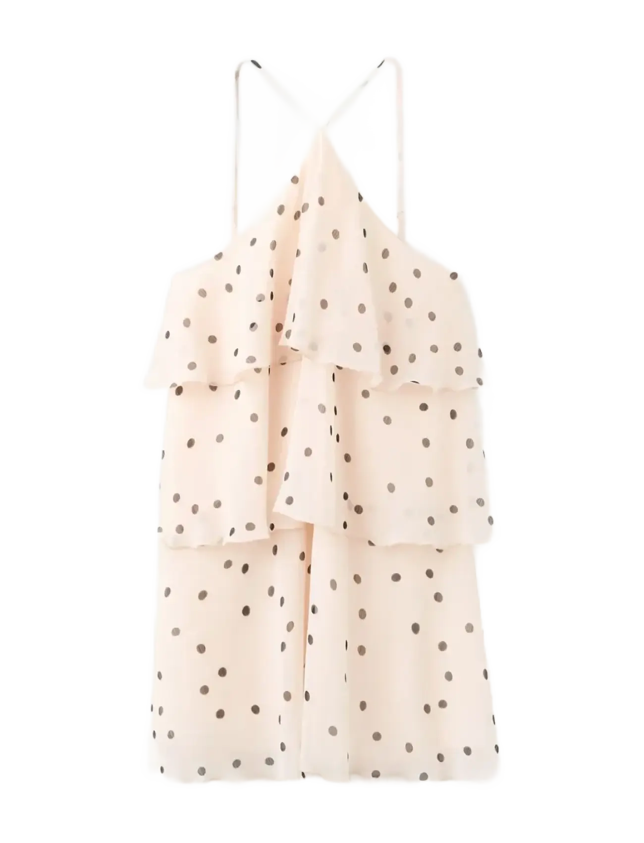 MANGO Halter Polka Dot Kleid Beige - M - Damen