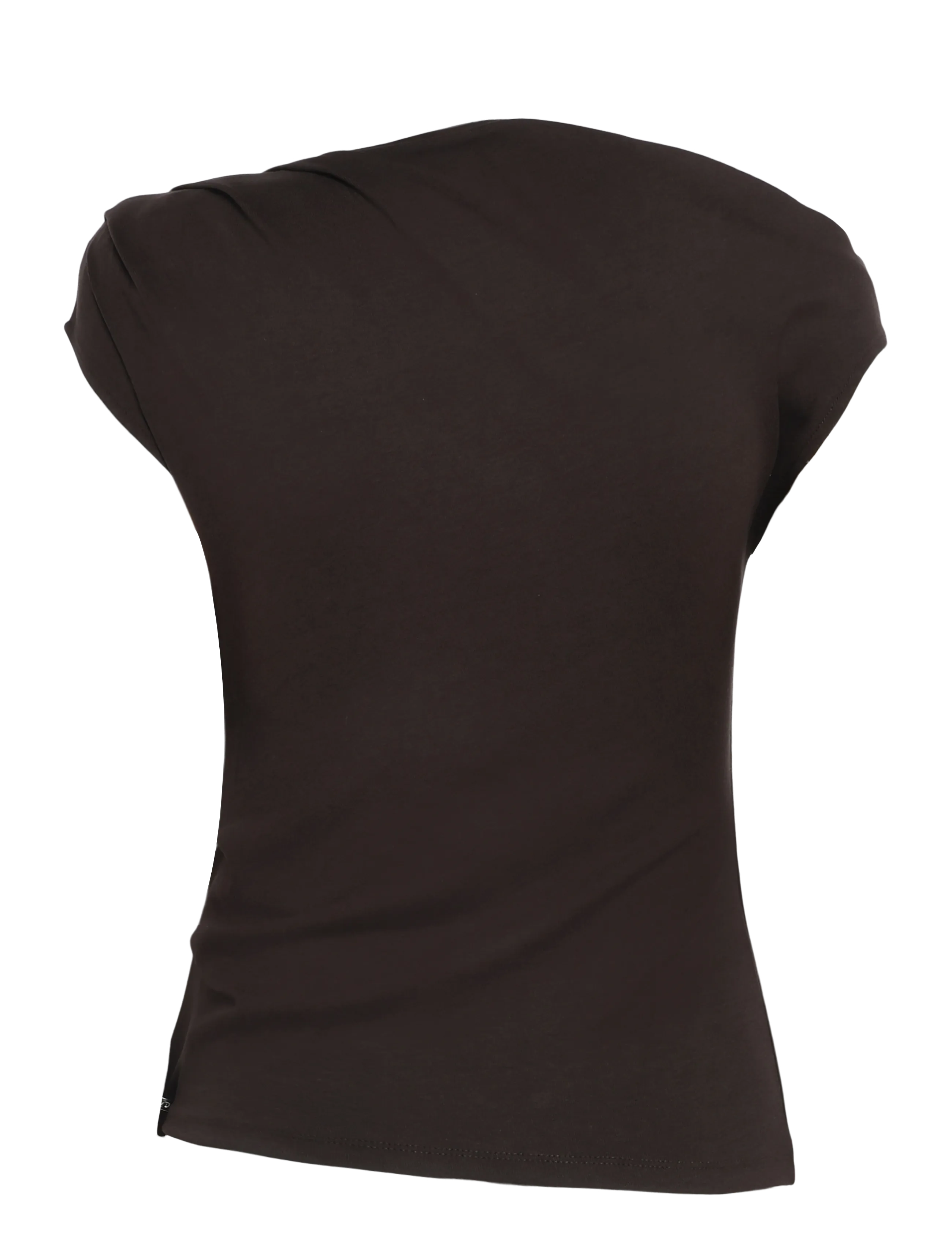 Mango - Asymmetrical ruched t-shirt - tanktops - dark brown - 2