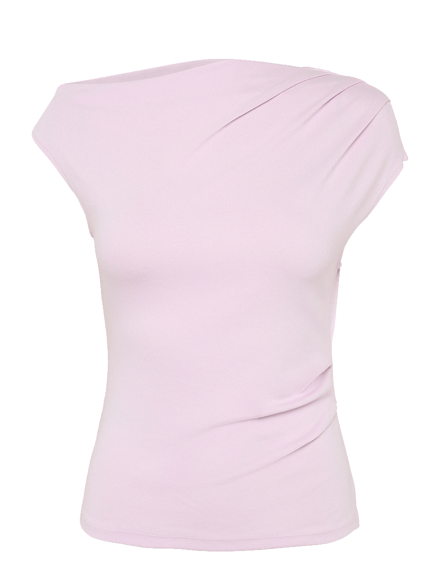Mango - Asymmetrical ruched t-shirt - tanktops - pink - 1