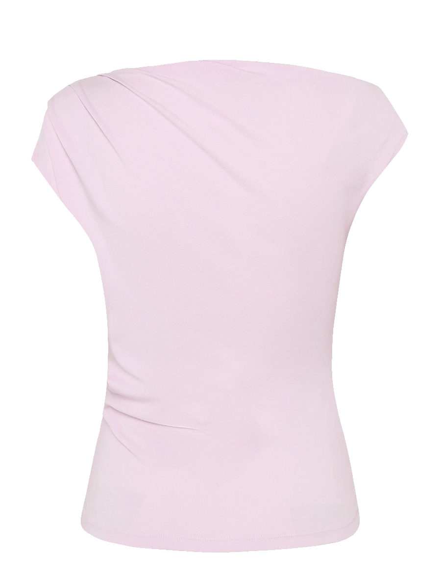 Mango - Asymmetrical ruched t-shirt - tanktops - pink - 2