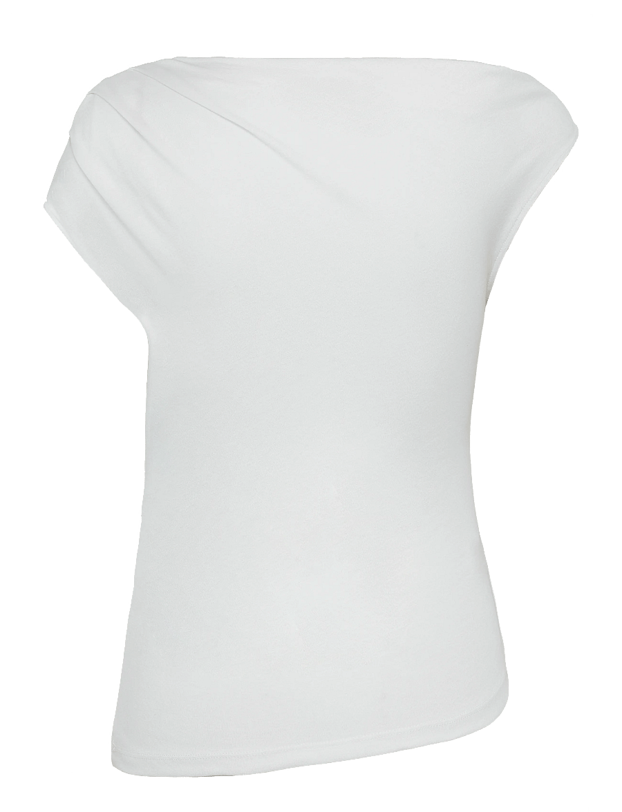 Mango - Asymmetrical ruched t-shirt - tanktops - white - 2