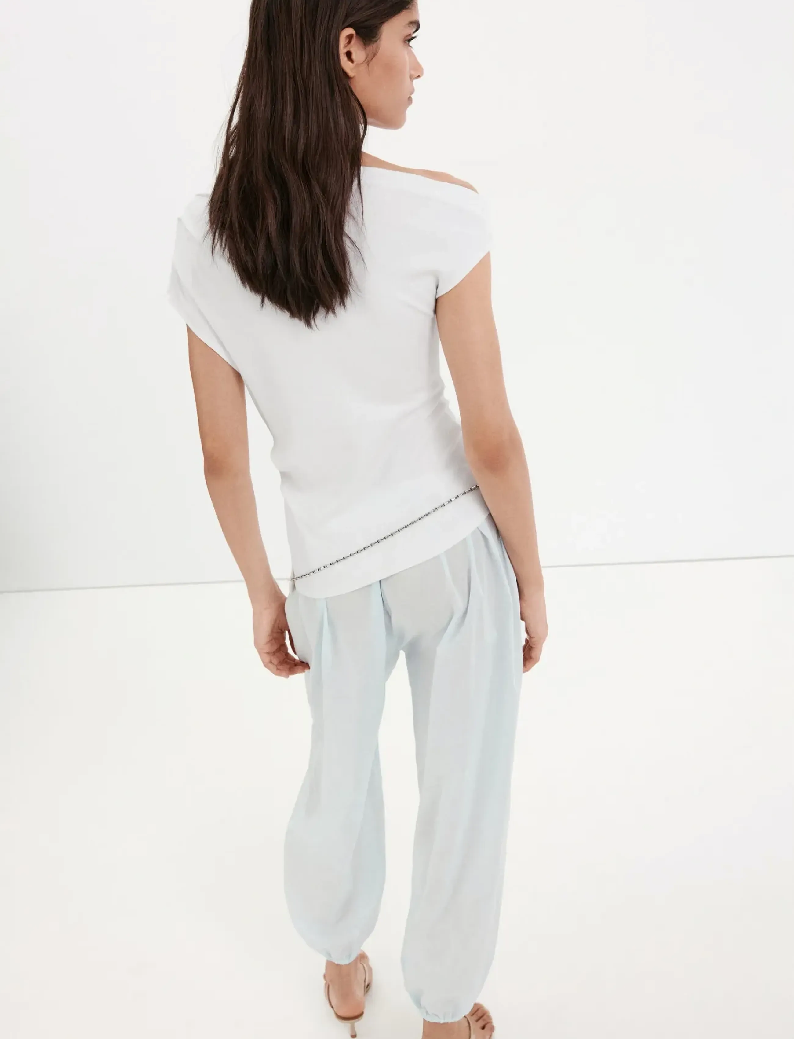 Mango - Asymmetrical ruched t-shirt - tanktops - white - 2