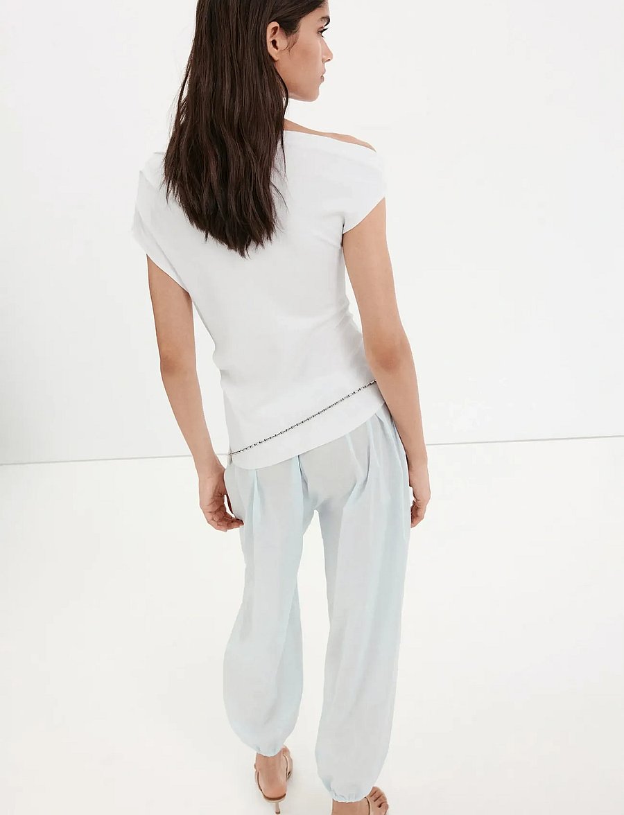 Mango - Asymmetrical ruched t-shirt - tanktops - white - 2