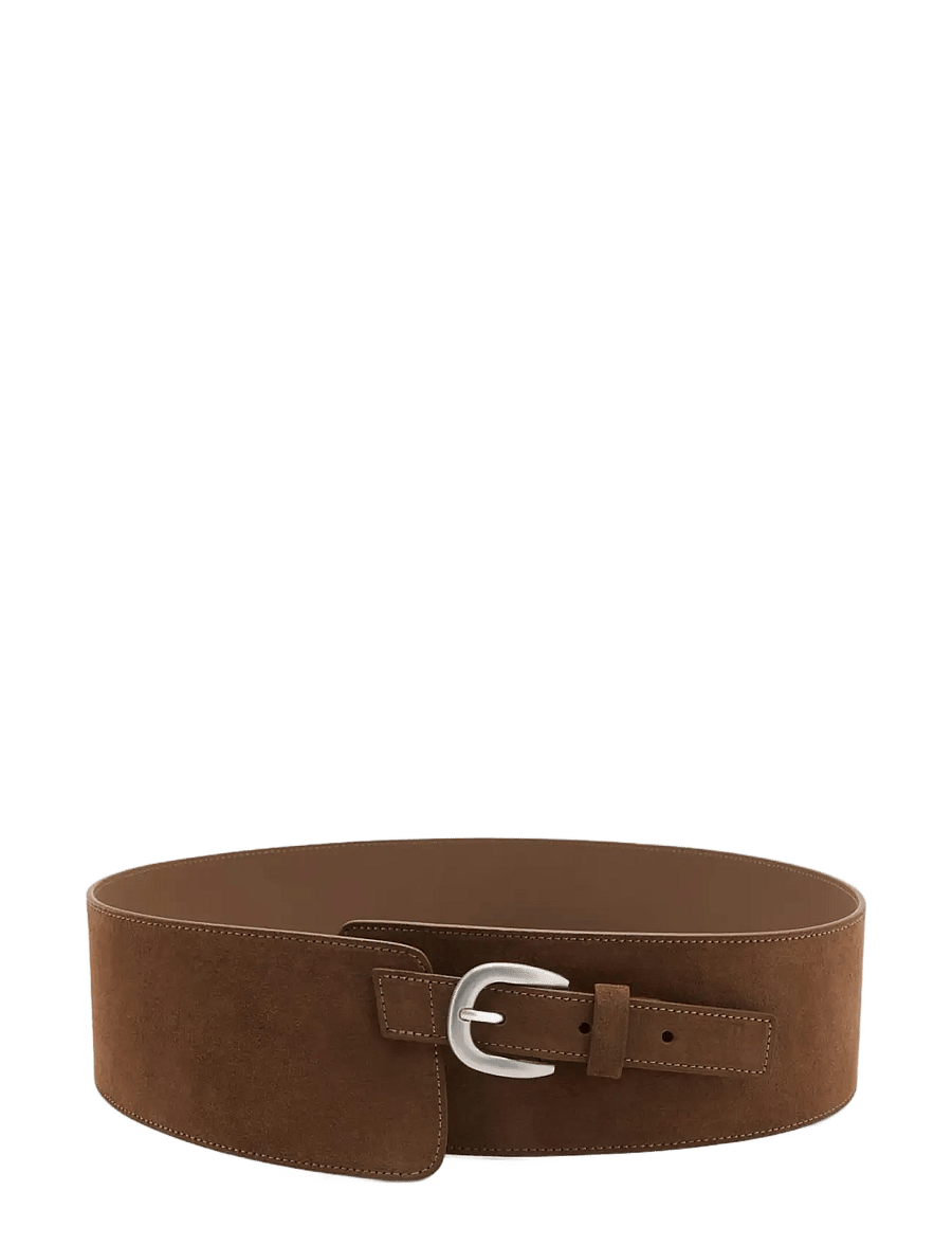 Mango - Wide split leather belt - læderbælter - brown - 0