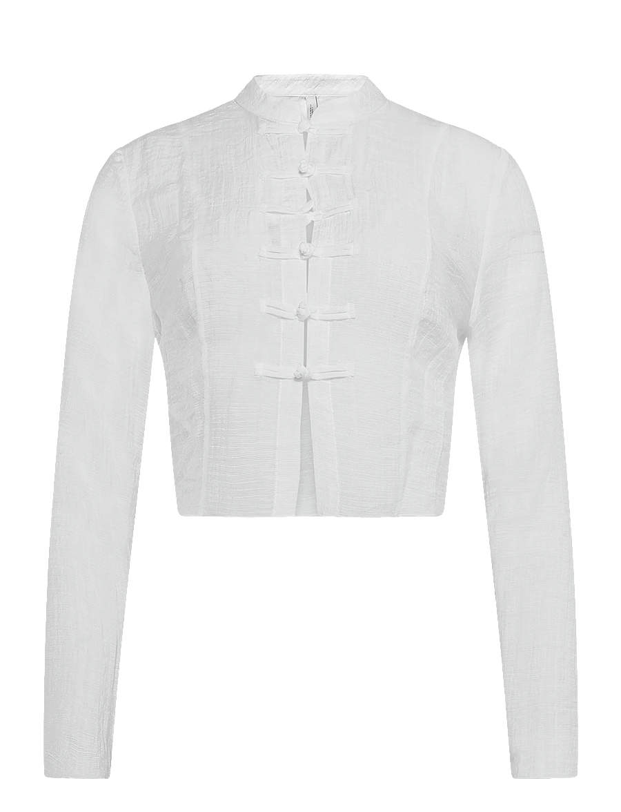 Mango - Semi-transparent textured georgette blouse - langærmede skjorter - natural white - 1