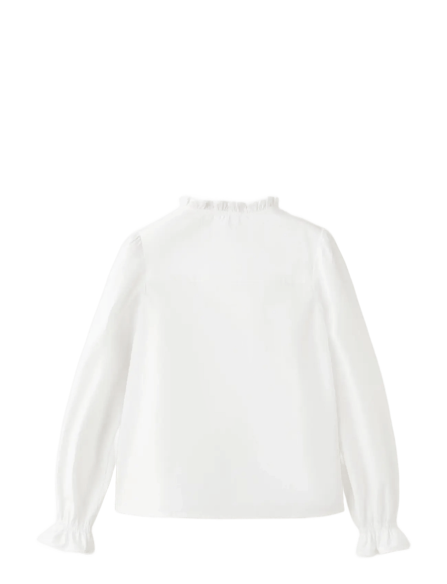 Mango - Gathered details cotton shirt - långärmade skjortor - white - 1