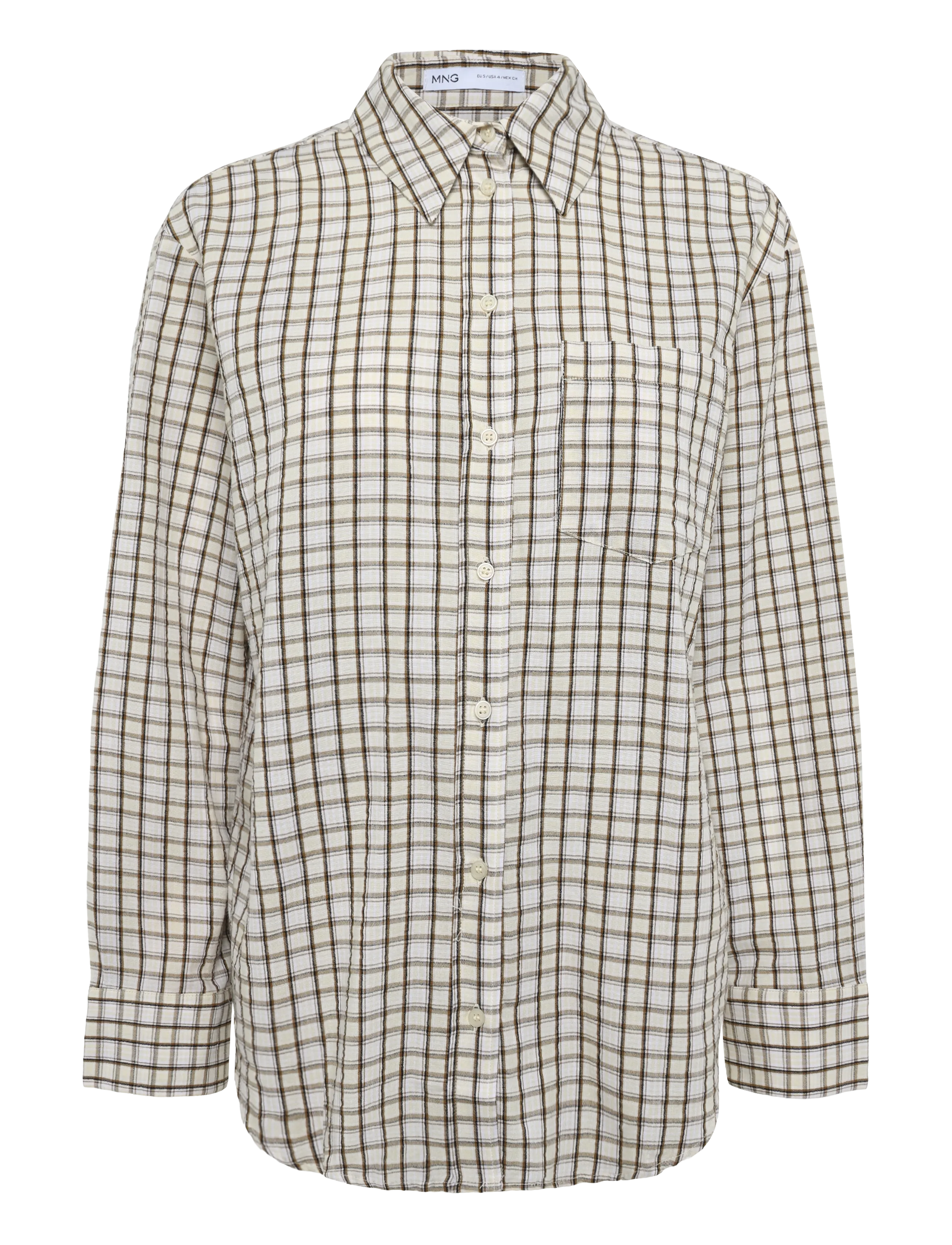 Mango Check cotton shirt - Tøj - BROWN / brown