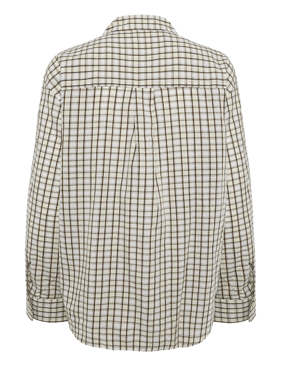 Mango - Check cotton shirt - langærmede skjorter - brown - 2