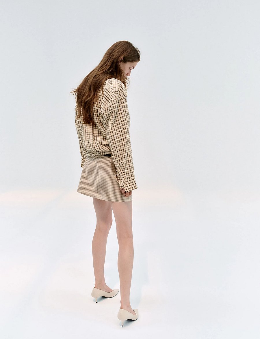 Mango - Check cotton shirt - langærmede skjorter - brown - 0