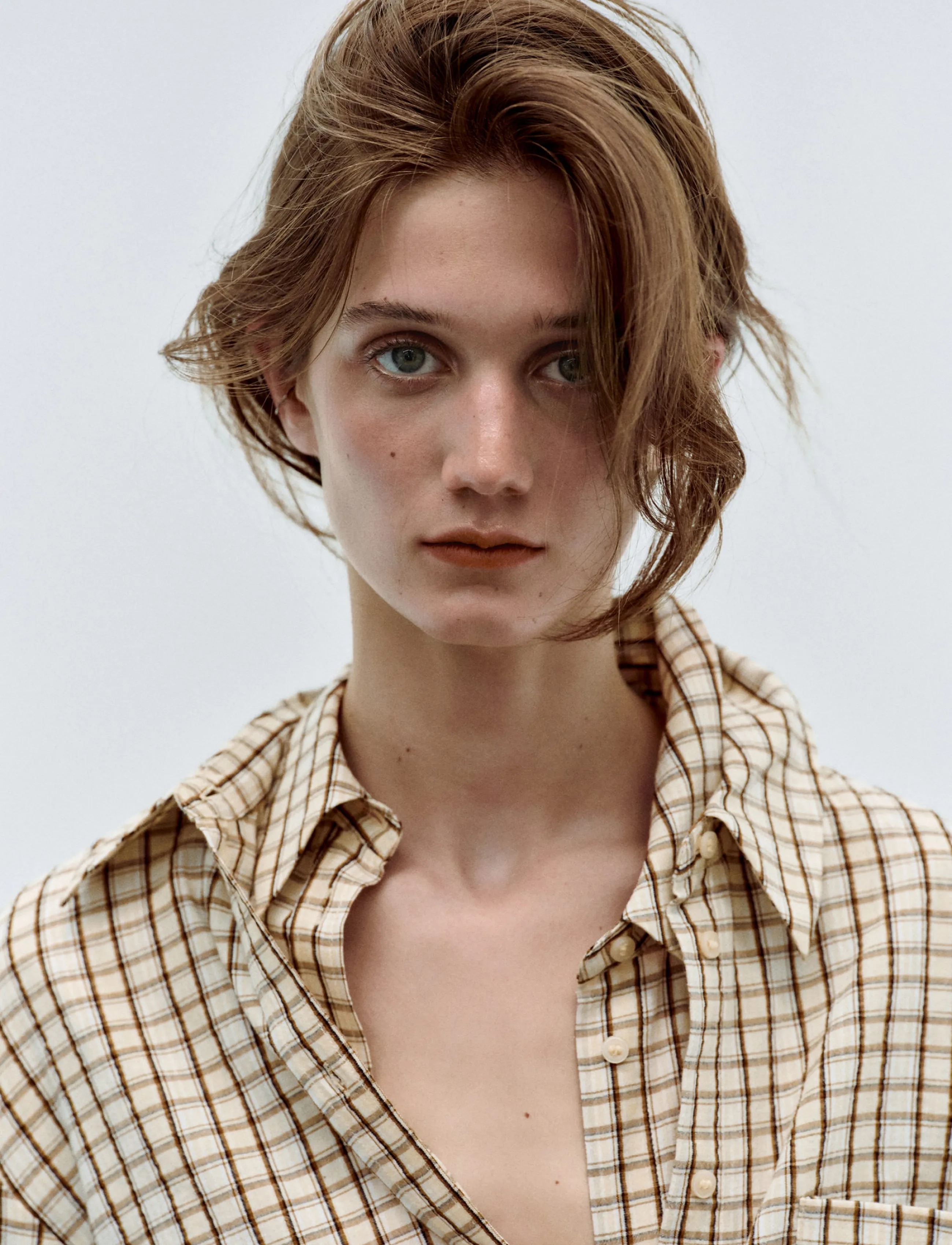 Mango - Check cotton shirt - langærmede skjorter - brown - 3
