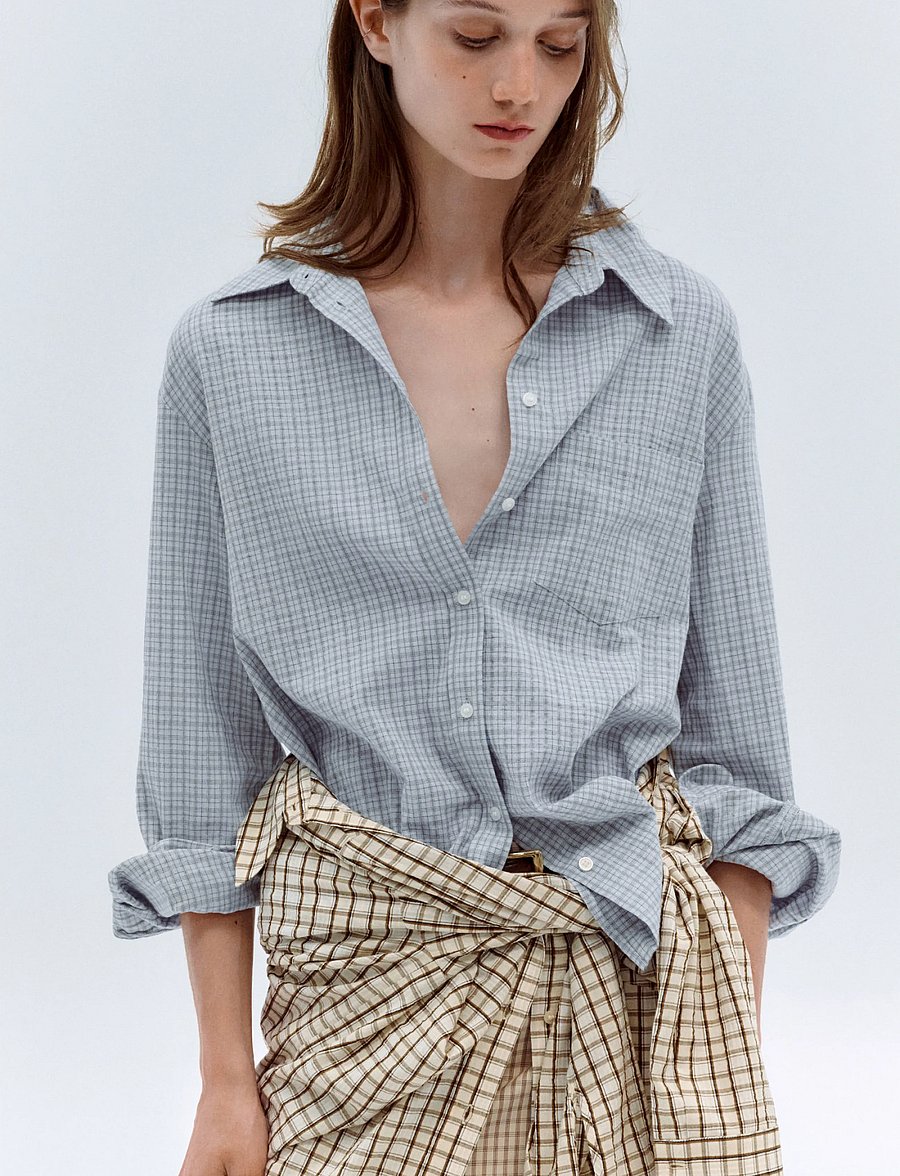 Mango - Check cotton shirt - langærmede skjorter - lt-pastel blue - 0