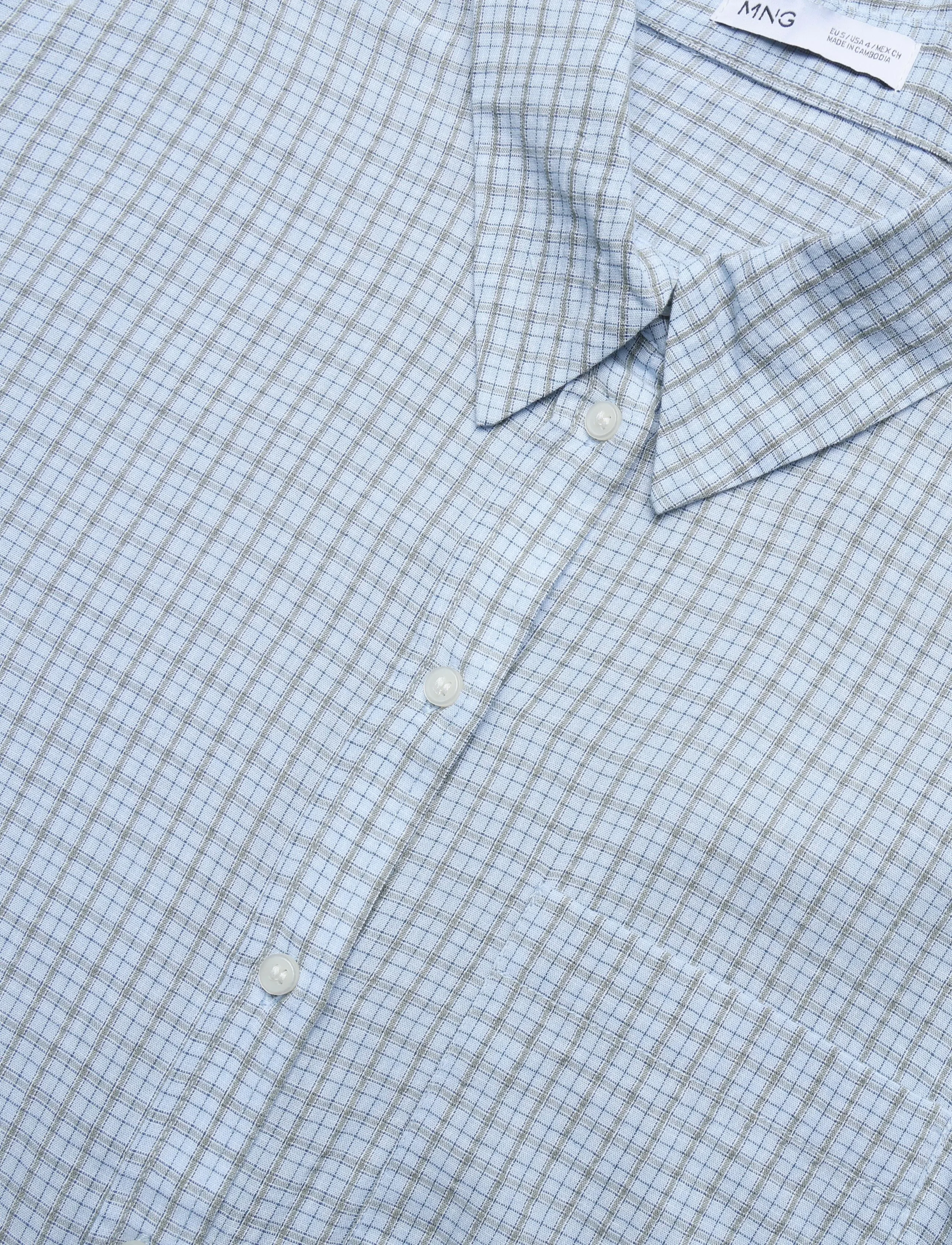 Mango - Check cotton shirt - langærmede skjorter - lt-pastel blue - 4