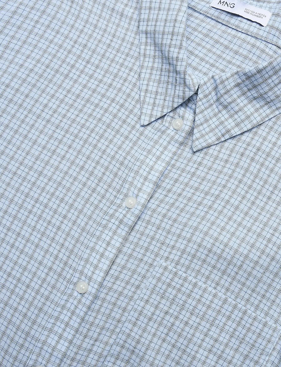 Mango - Check cotton shirt - langærmede skjorter - lt-pastel blue - 4
