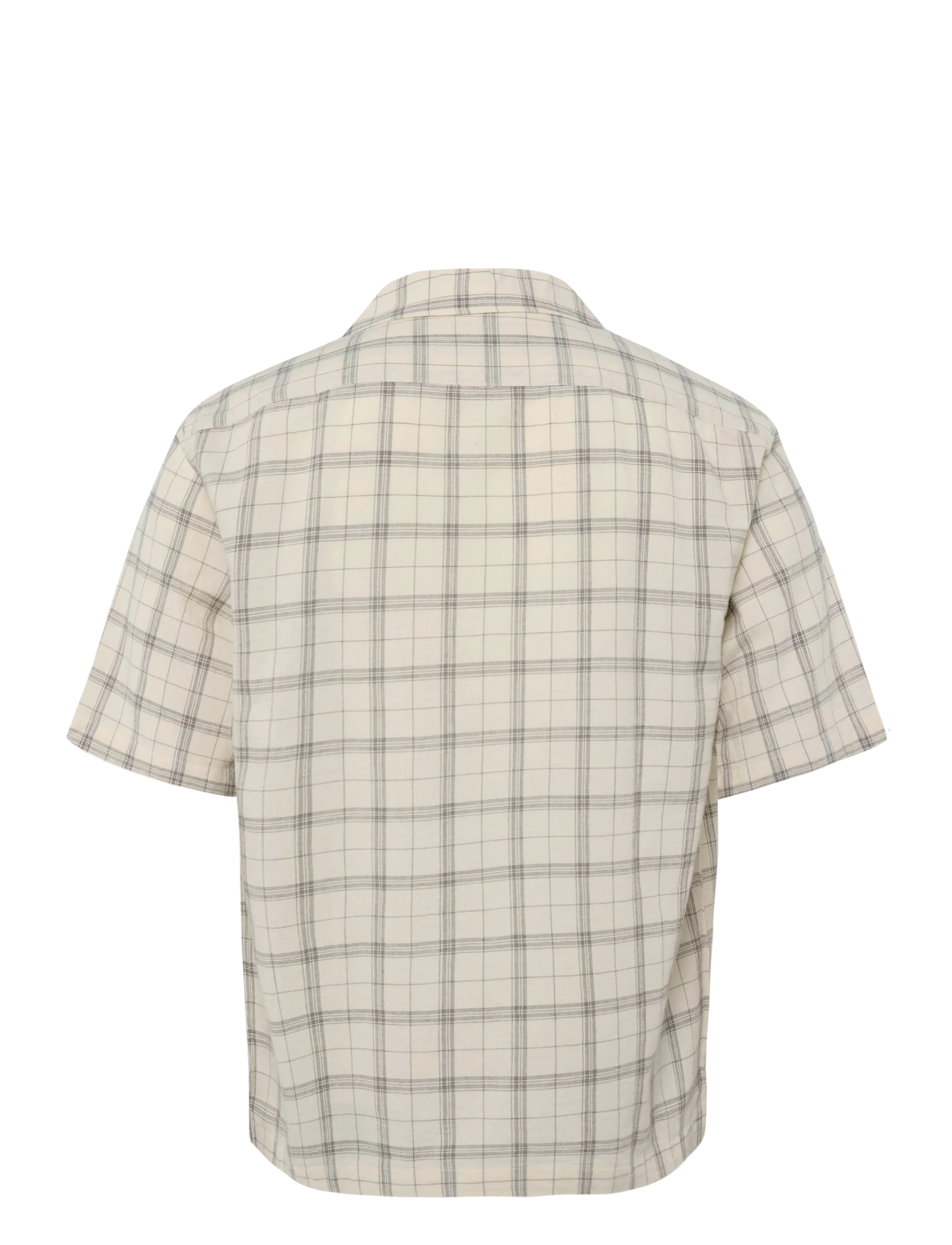 Mango - 100% cotton checked bowling collar shirt - ternede skjorter - natural white - 2