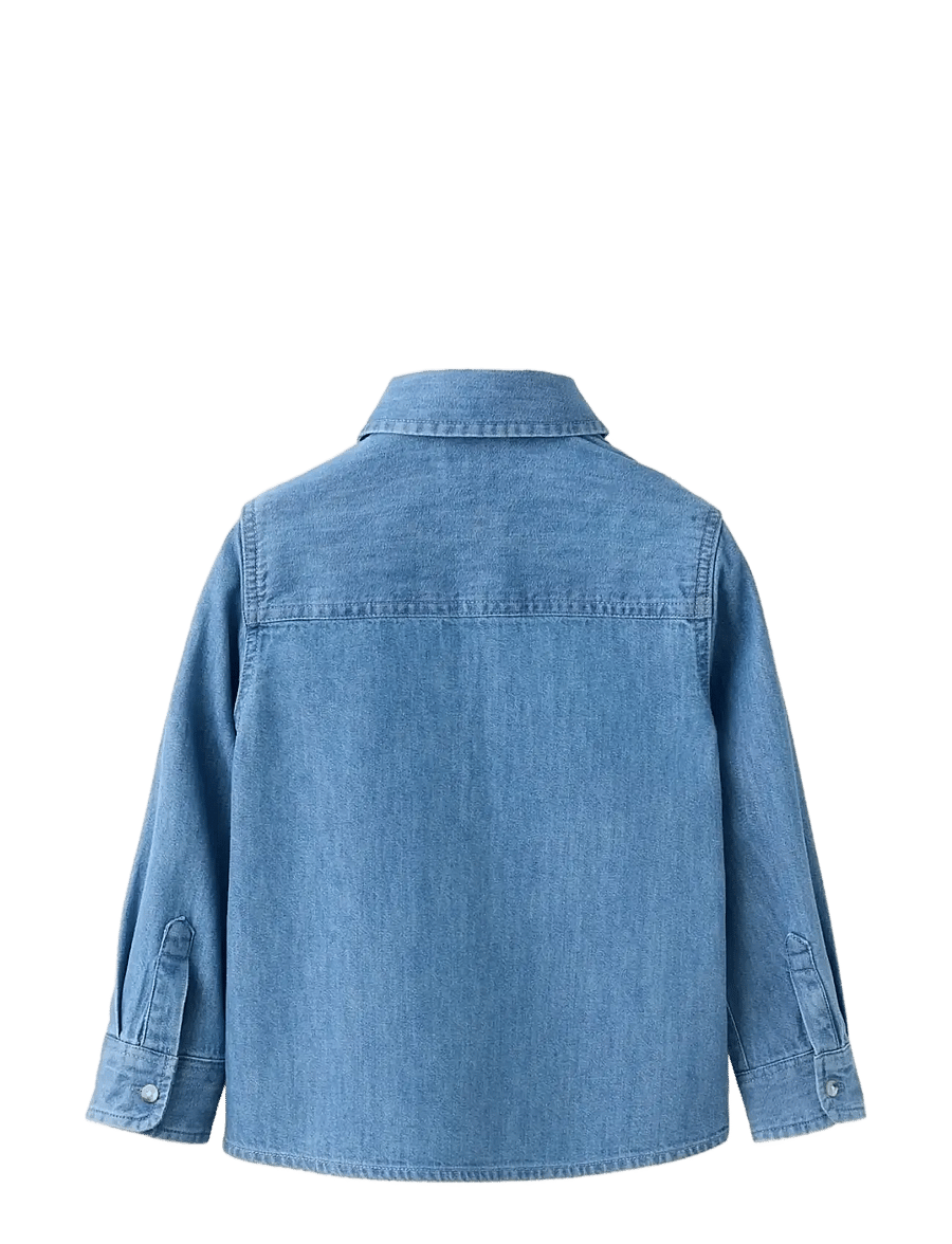 Mango - Cotton denim shirt - långärmade skjortor - open blue - 2