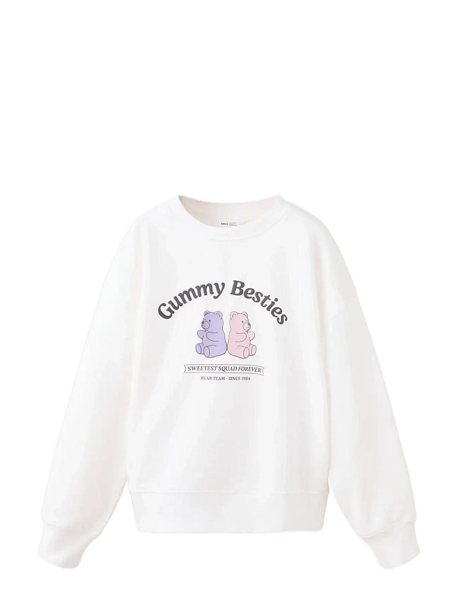 Mango - Printed cotton sweatshirt - sweatshirts - natural white - 0
