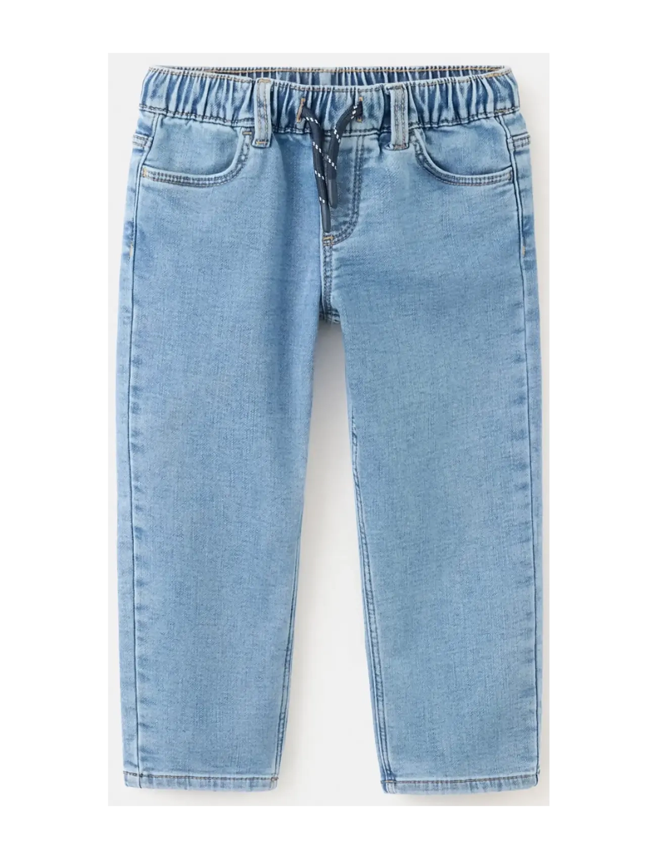 Mango Straight-Fit Jeans With Elastic Waist, Lige Pasform Elastik Talje Jeans, Blå, Str: 110