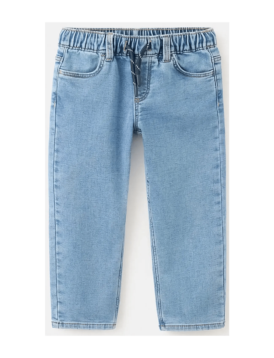 Mango - Straight-fit jeans with elastic waist - regular jeans - open blue - 0