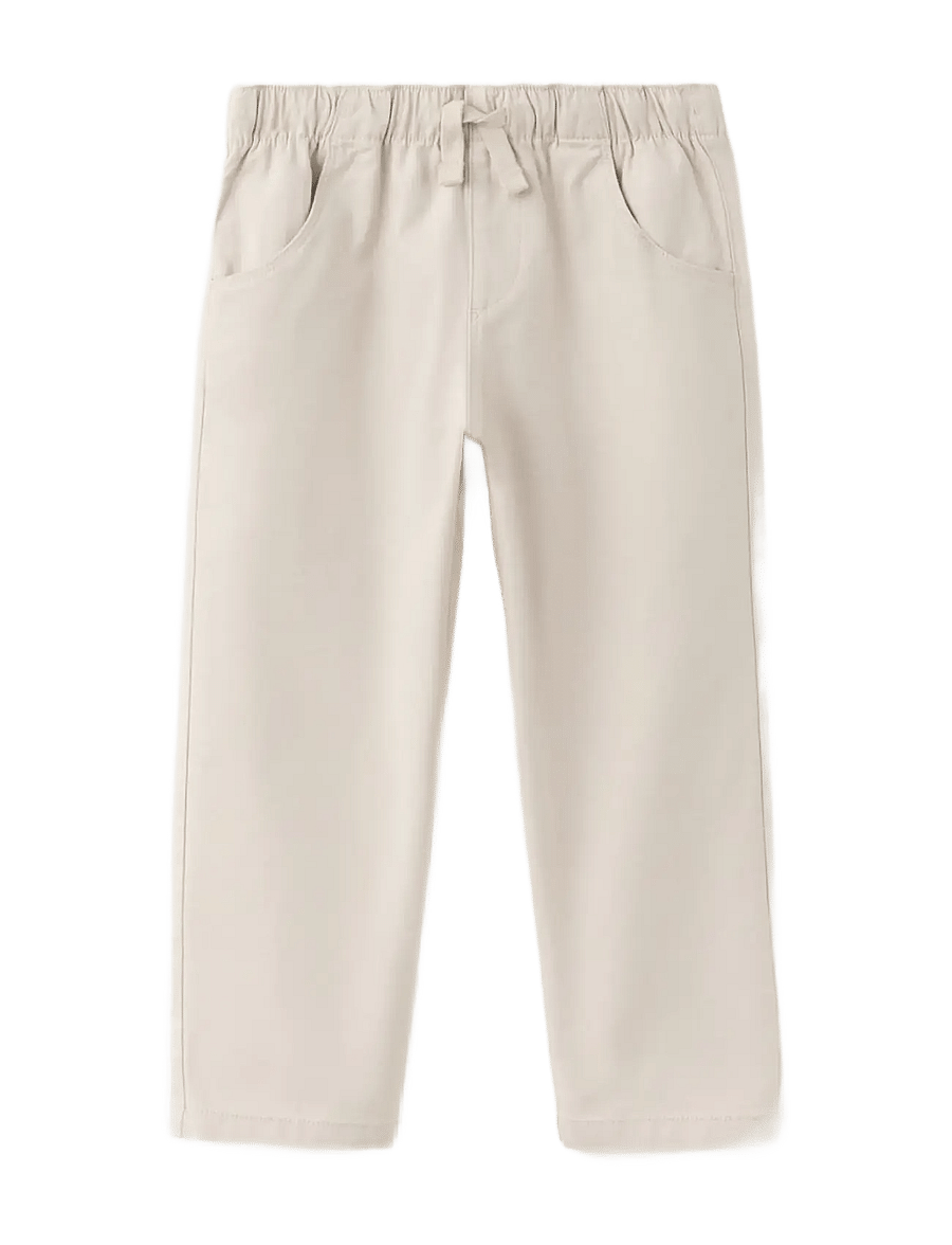 Mango - Elastic waist cotton trousers - babybyxor - lt pastel brown - 0