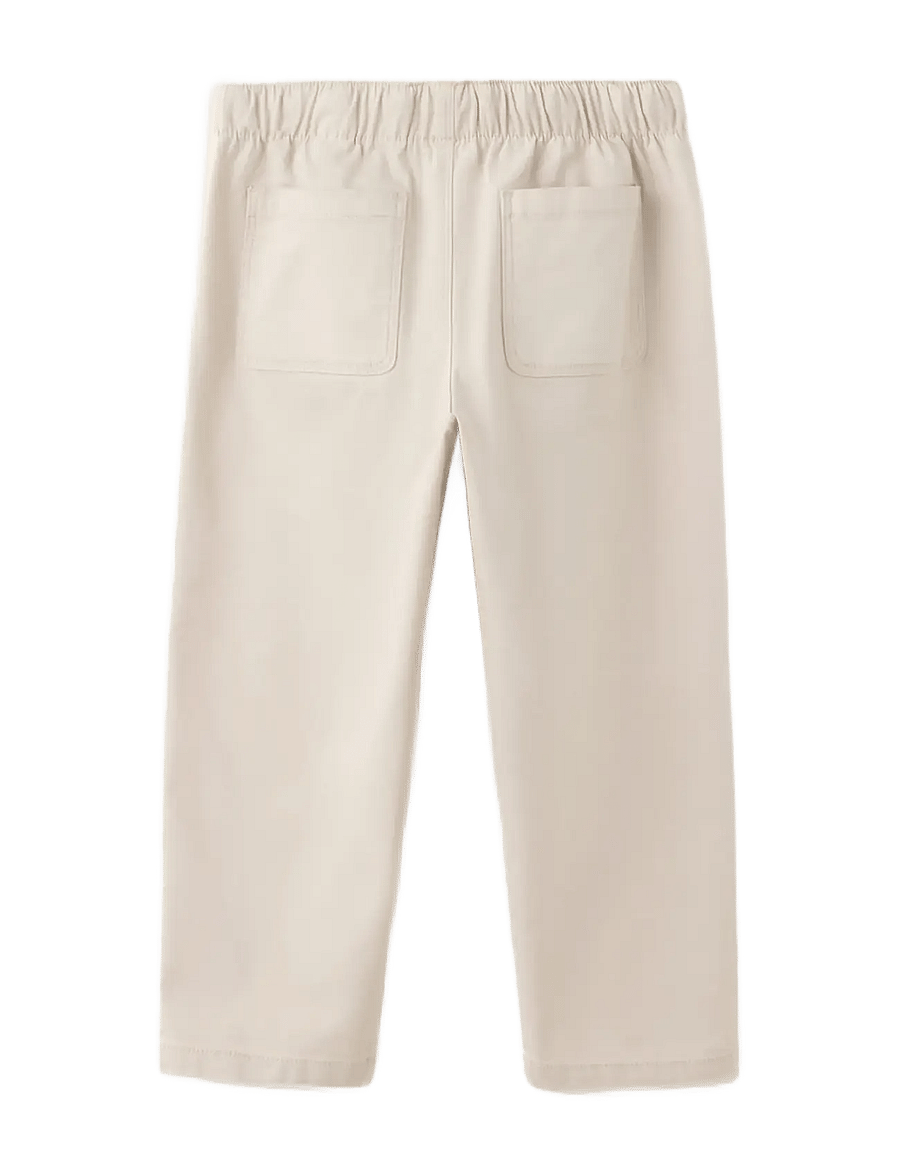 Mango - Elastic waist cotton trousers - babybyxor - lt pastel brown - 1