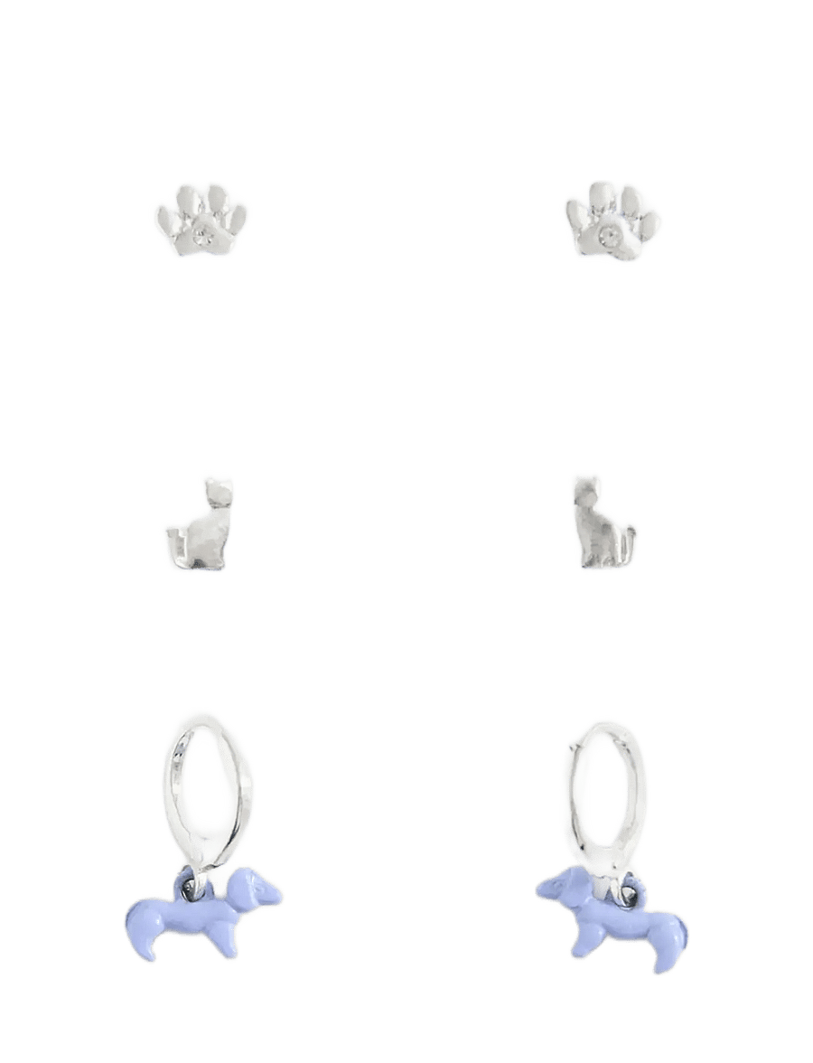 Mango - Pack of 3 combined earrings - Örhängen - silver - 0