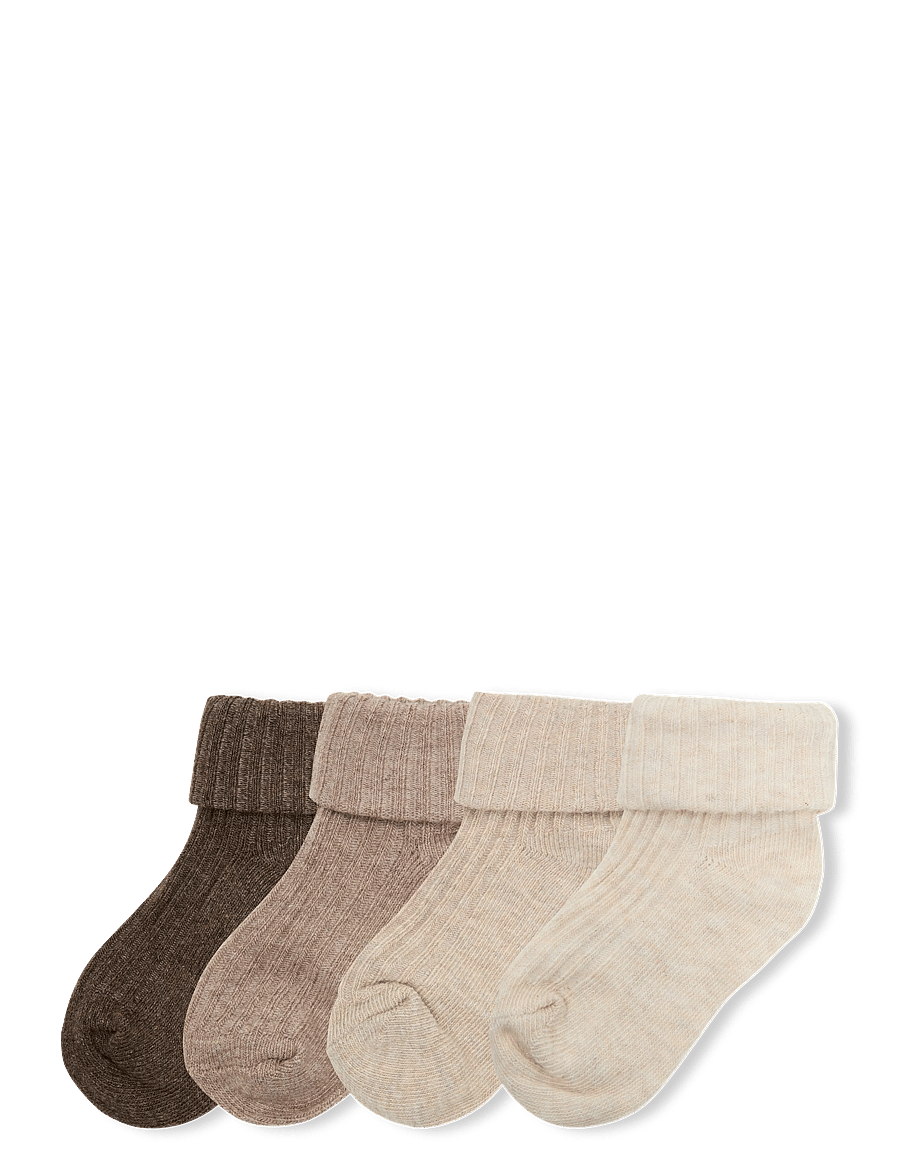 Mango - Ribbed socks pack - babysokker - lt pastel brown - 0