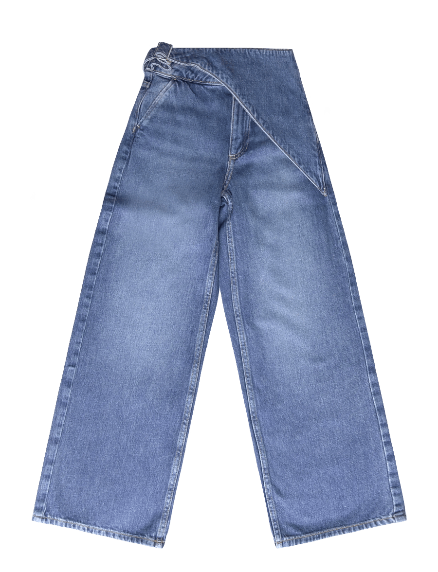 Mango - Wide-leg jeans with scarf detail - brede jeans - open blue - 0